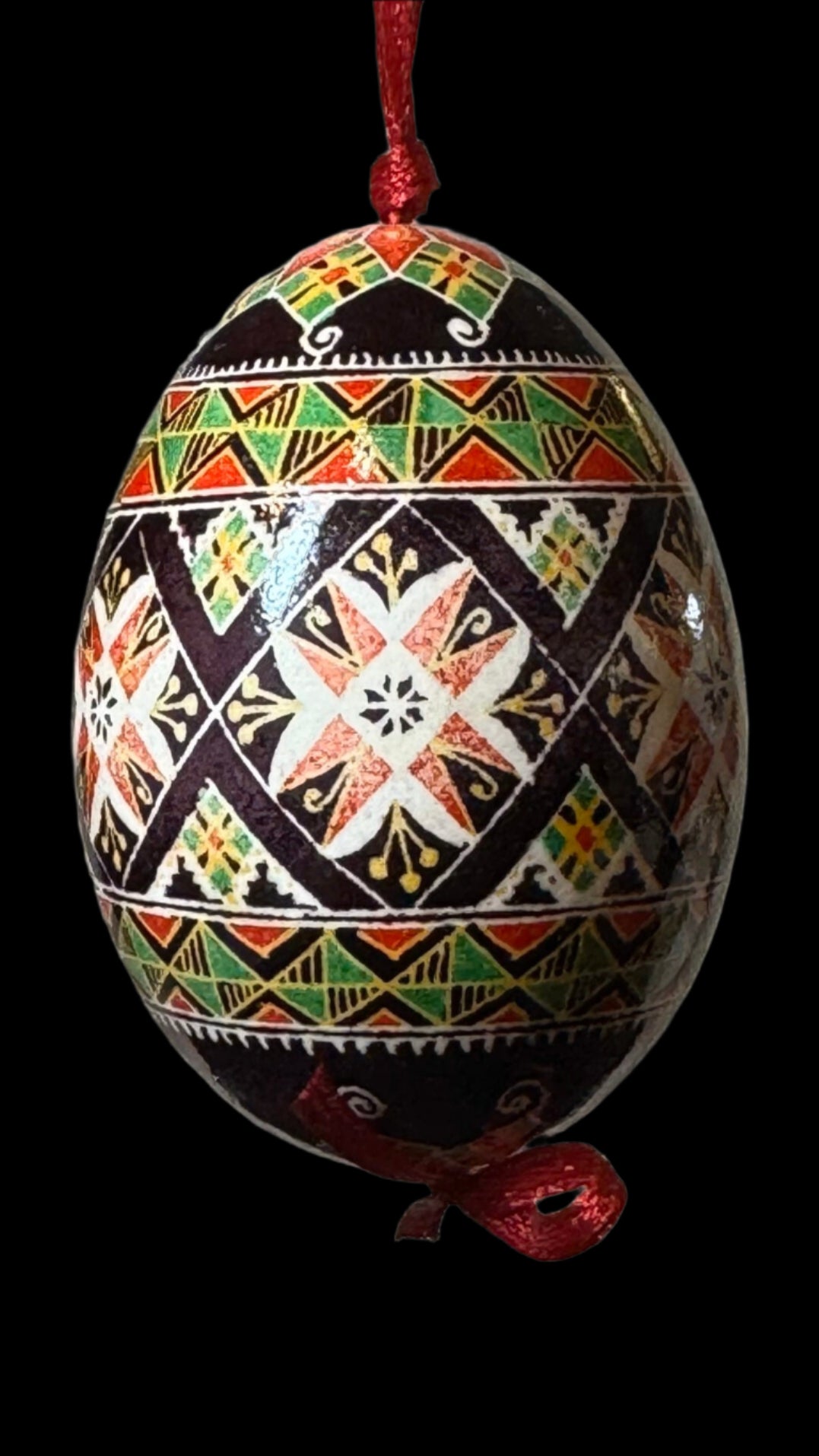 Ukrainian Pysanka on Goose Egg - Traditional Symbols of Luck & Protection # 6