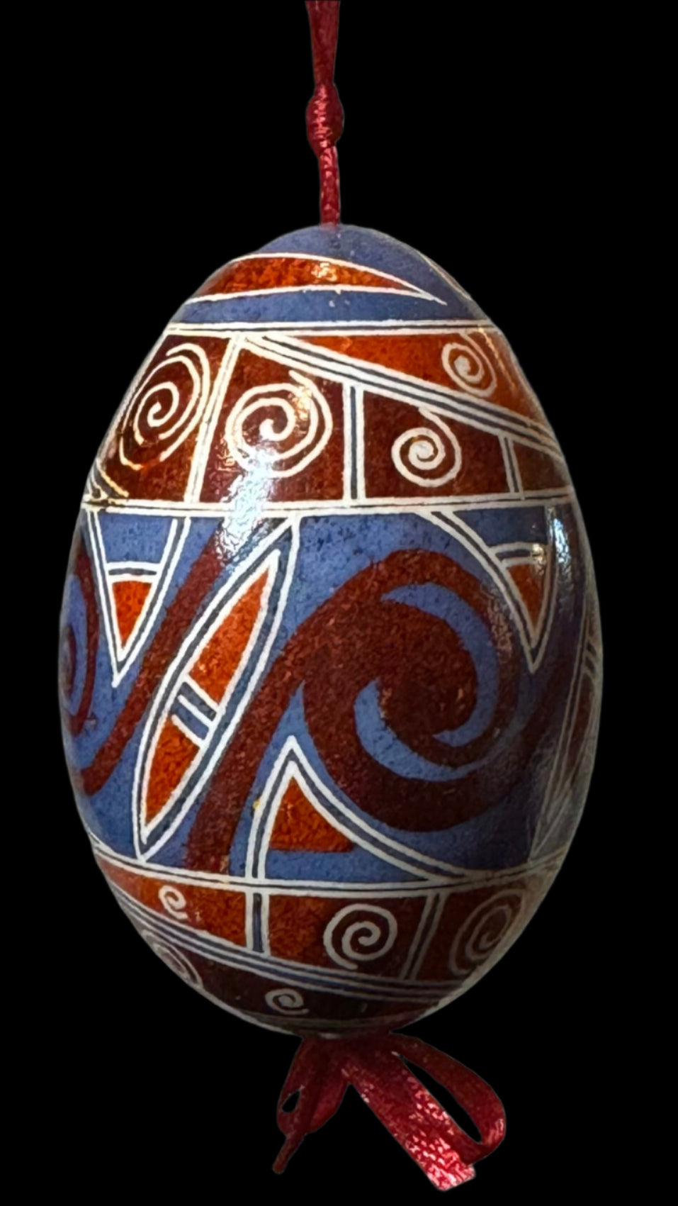Goose  Egg Pysanka - Authentic Wax-Resist Ukrainian Easter Egg - Handmade Decor # 12