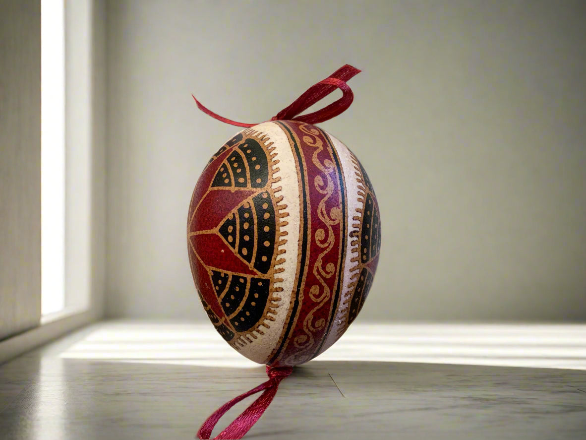 Hand-painted Ukrainian chicken Pysanka #14