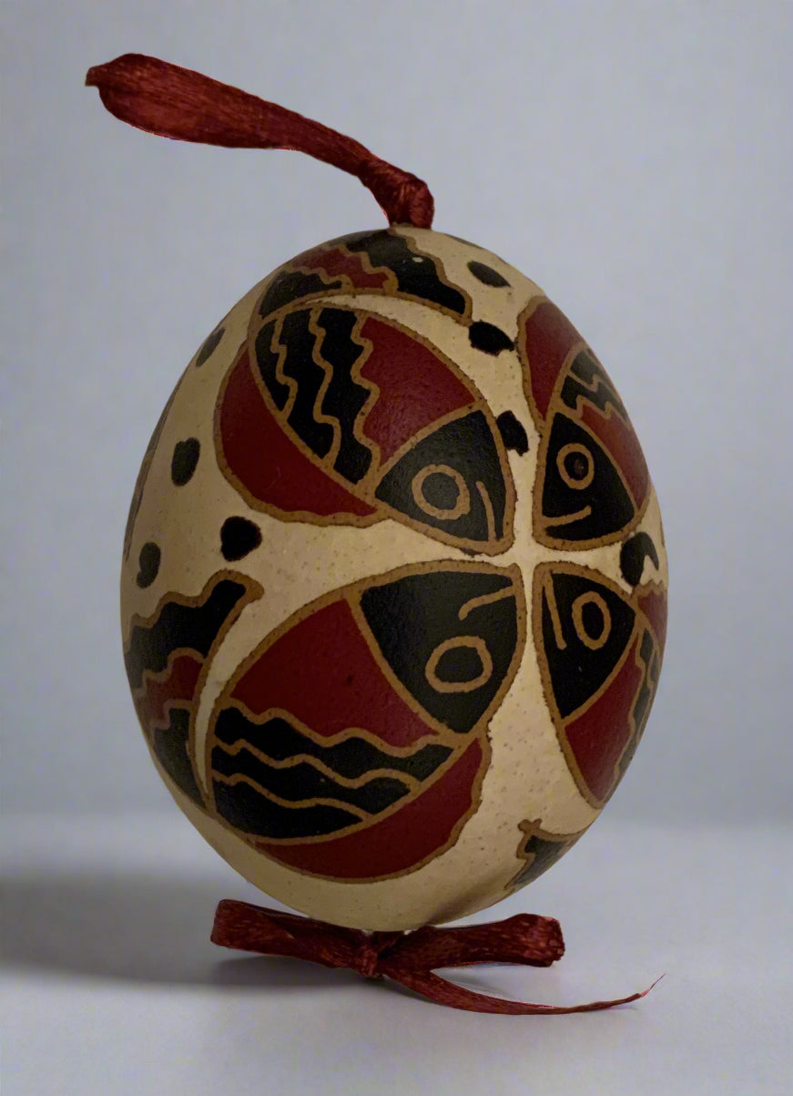 Hand-painted Ukrainian chicken Pysanka #17
