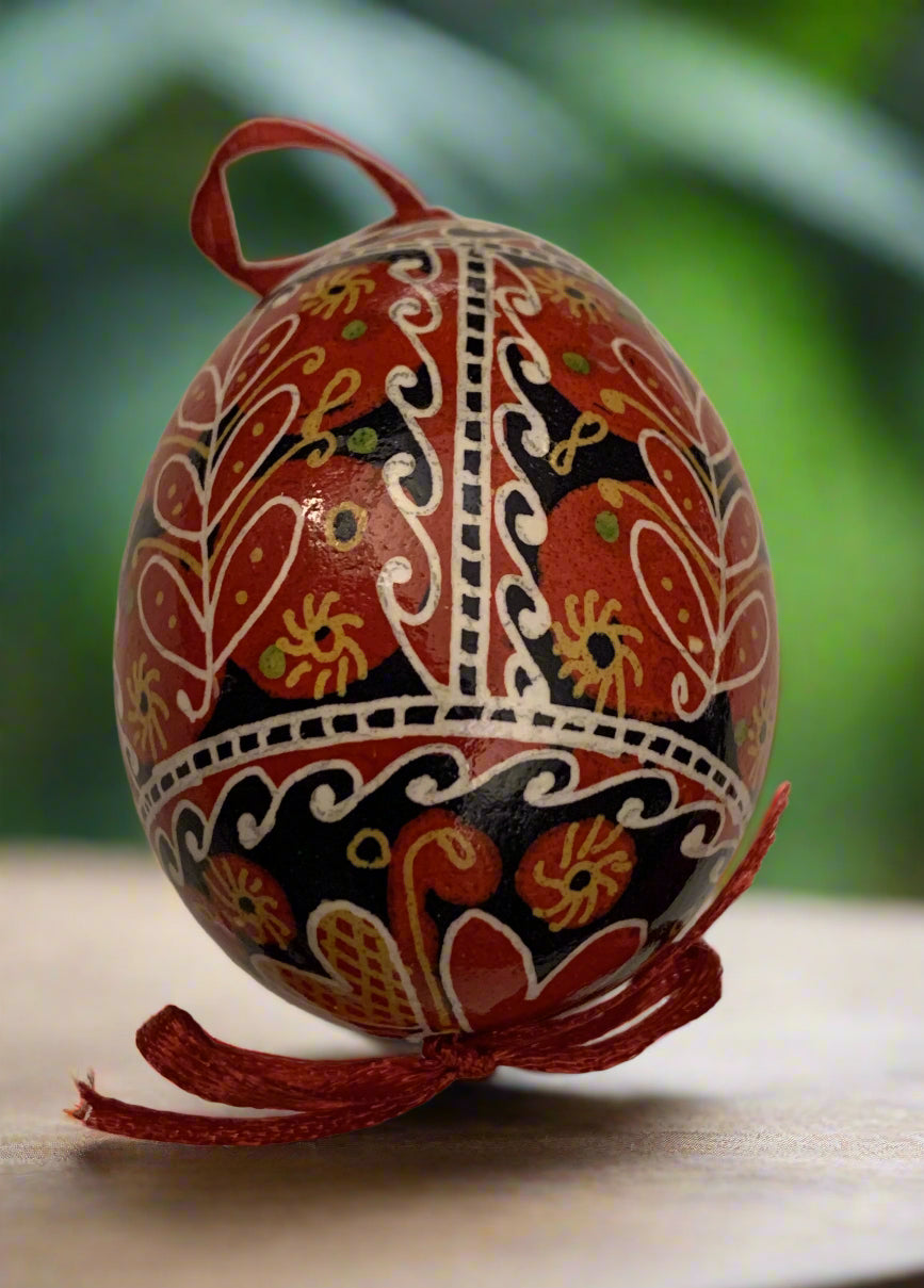 Hand-painted Ukrainian chicken Pysanka #2