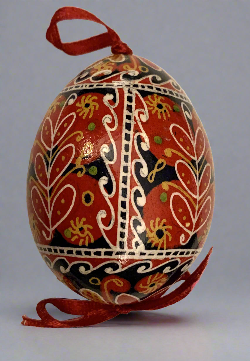 Hand-painted Ukrainian chicken Pysanka #2