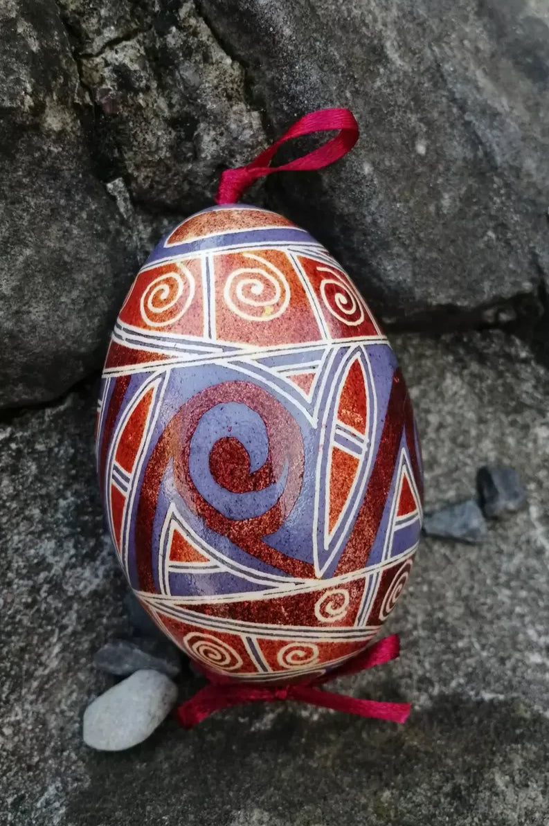 Goose  Egg Pysanka - Authentic Wax-Resist Ukrainian Easter Egg - Handmade Decor # 12
