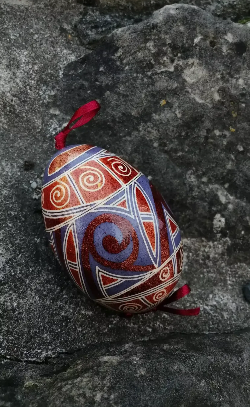 Goose  Egg Pysanka - Authentic Wax-Resist Ukrainian Easter Egg - Handmade Decor # 12