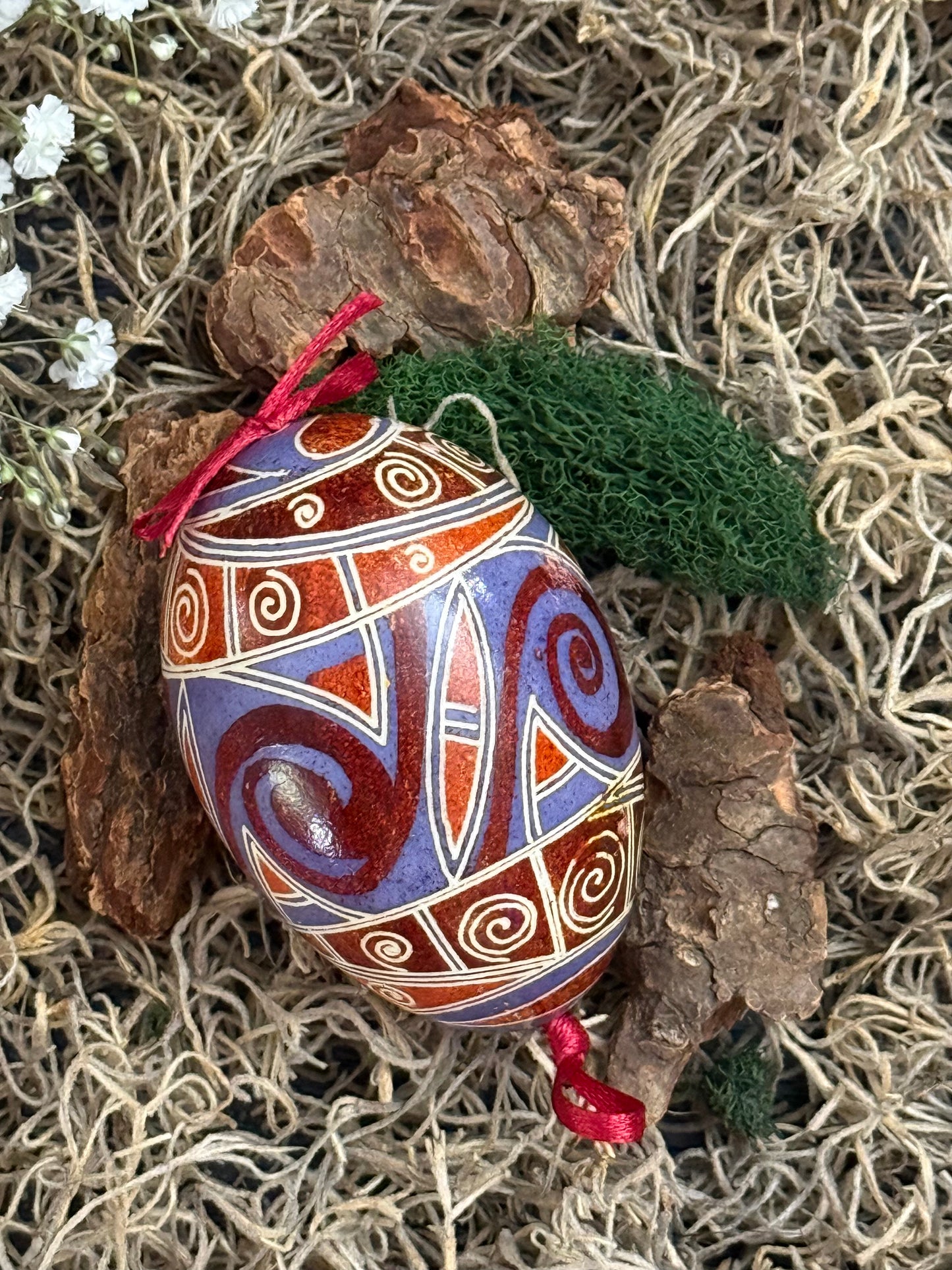 Goose  Egg Pysanka - Authentic Wax-Resist Ukrainian Easter Egg - Handmade Decor # 12