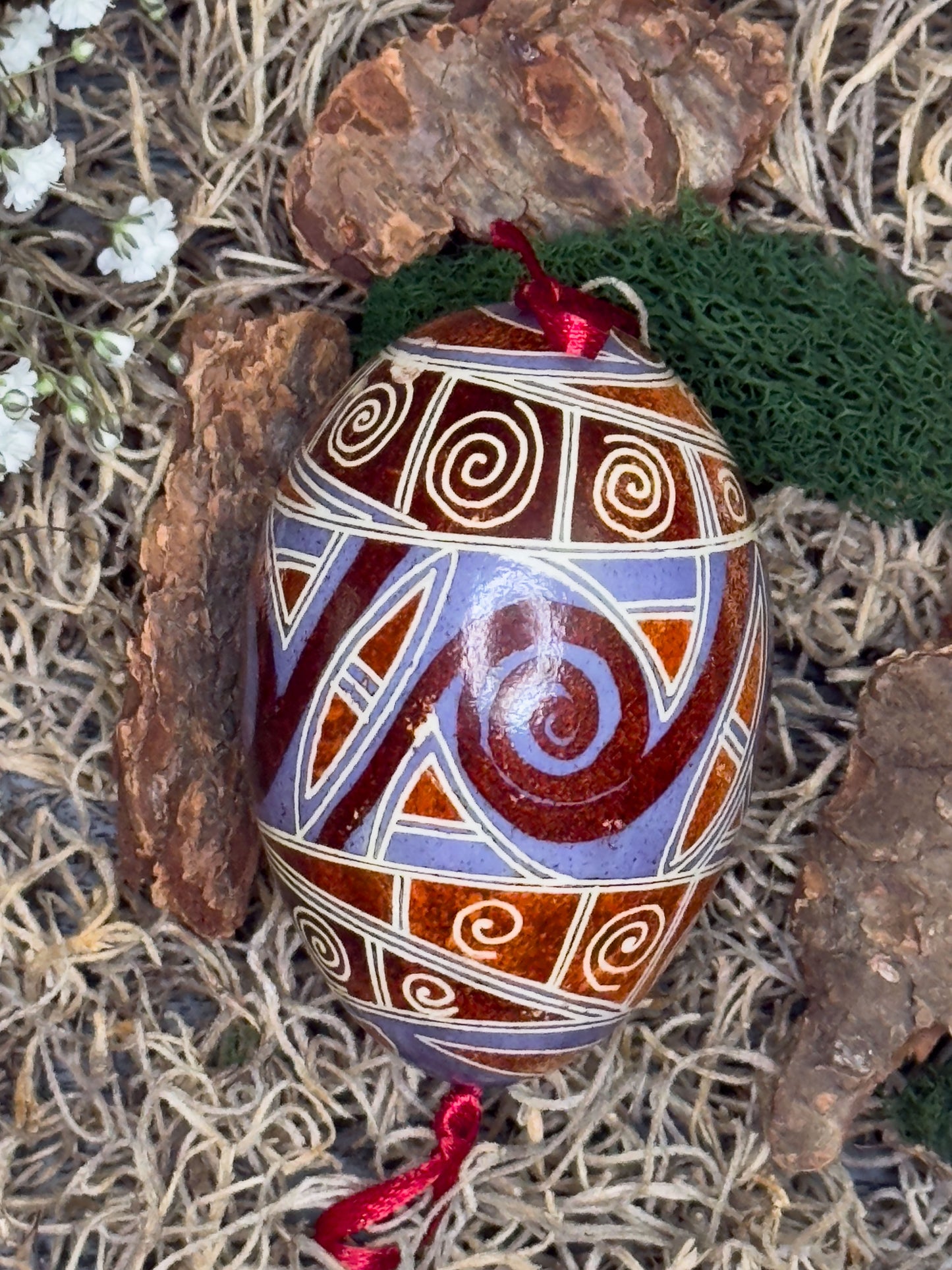 Goose  Egg Pysanka - Authentic Wax-Resist Ukrainian Easter Egg - Handmade Decor # 12