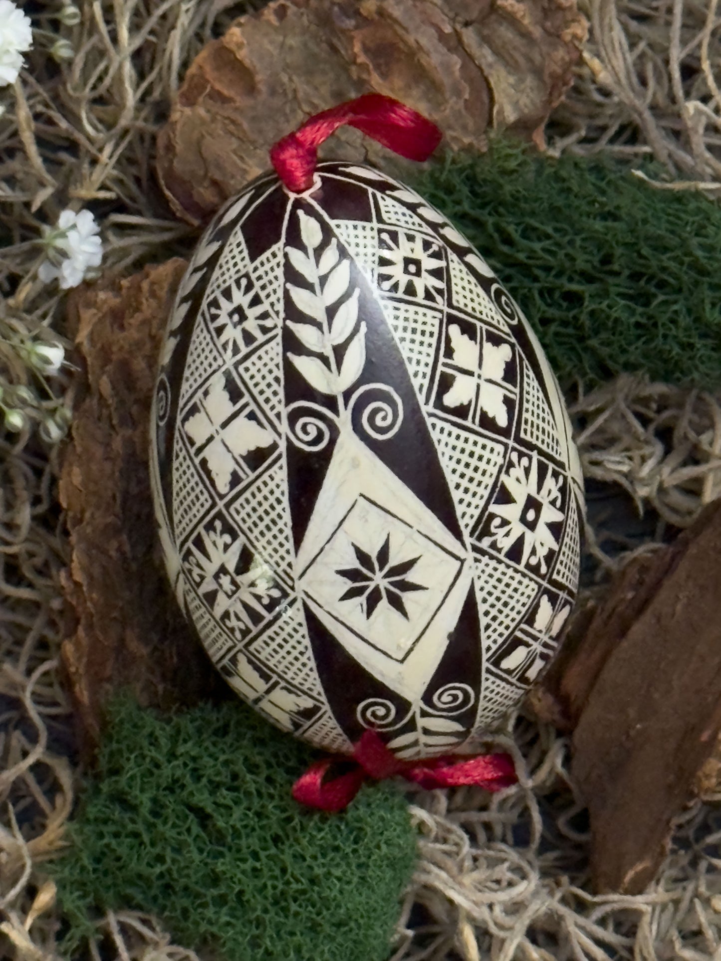 Authentic Ukrainian Pysanka on Goose Egg - Hand-Painted Collectible Folk Art # 13