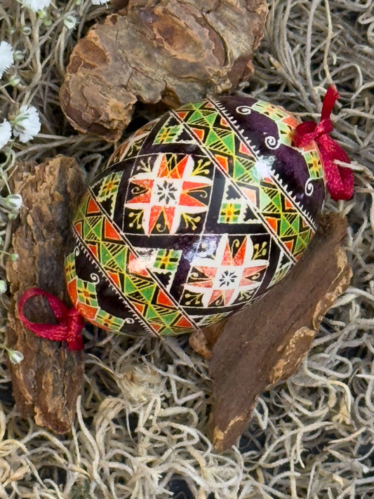 Ukrainian Pysanka on Goose Egg - Traditional Symbols of Luck & Protection # 6