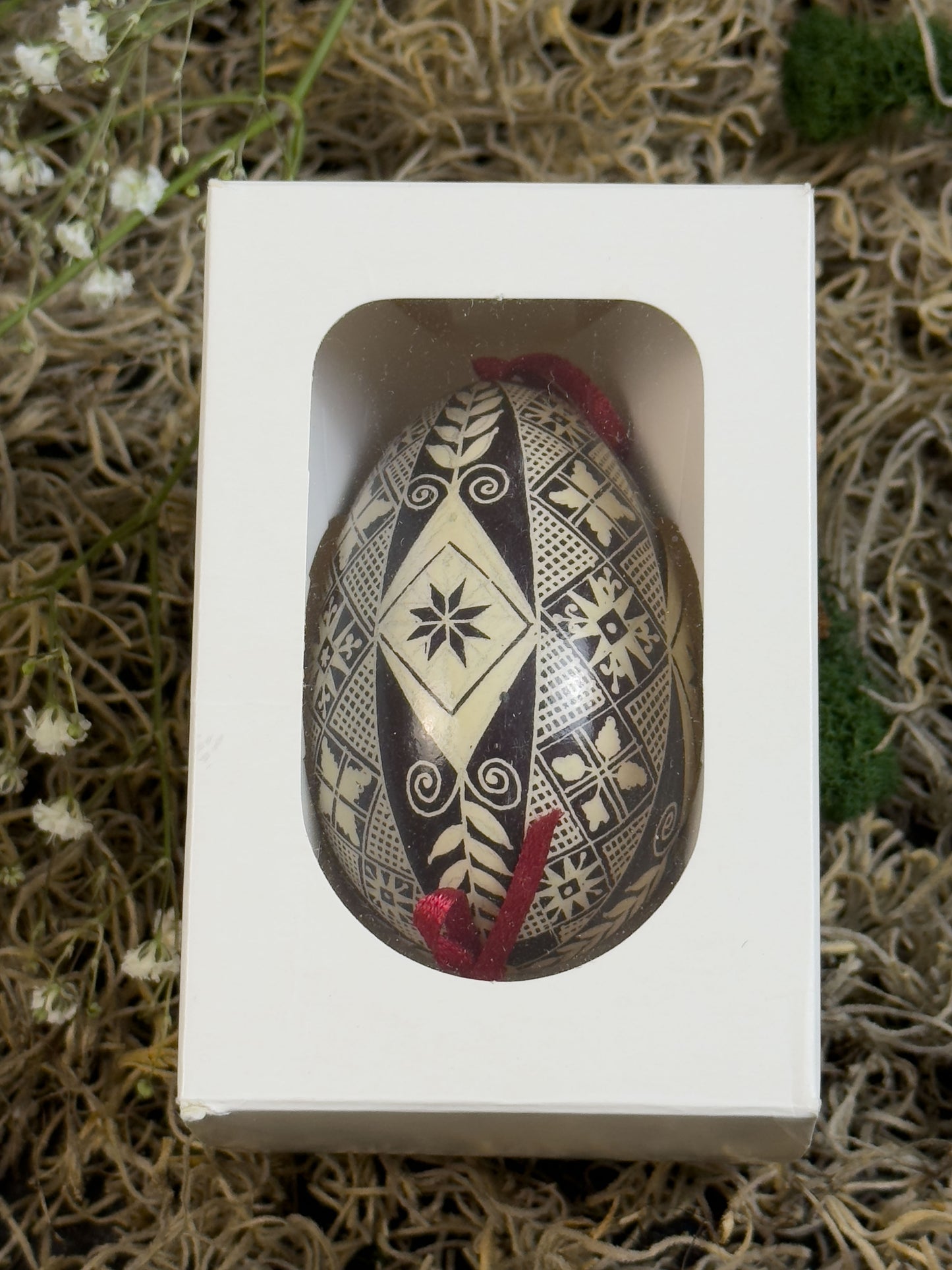 Authentic Ukrainian Pysanka on Goose Egg - Hand-Painted Collectible Folk Art # 13