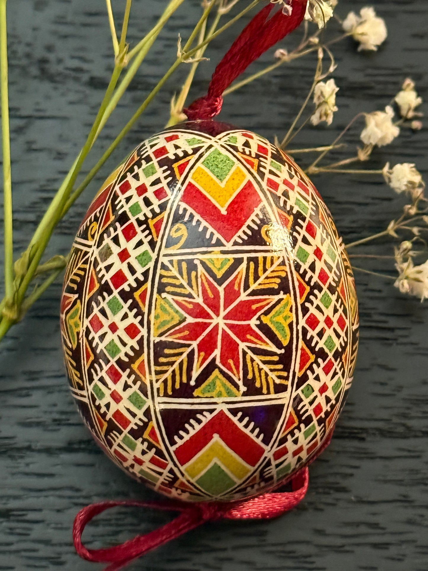 Hand-painted Ukrainian chicken Pysanka #5