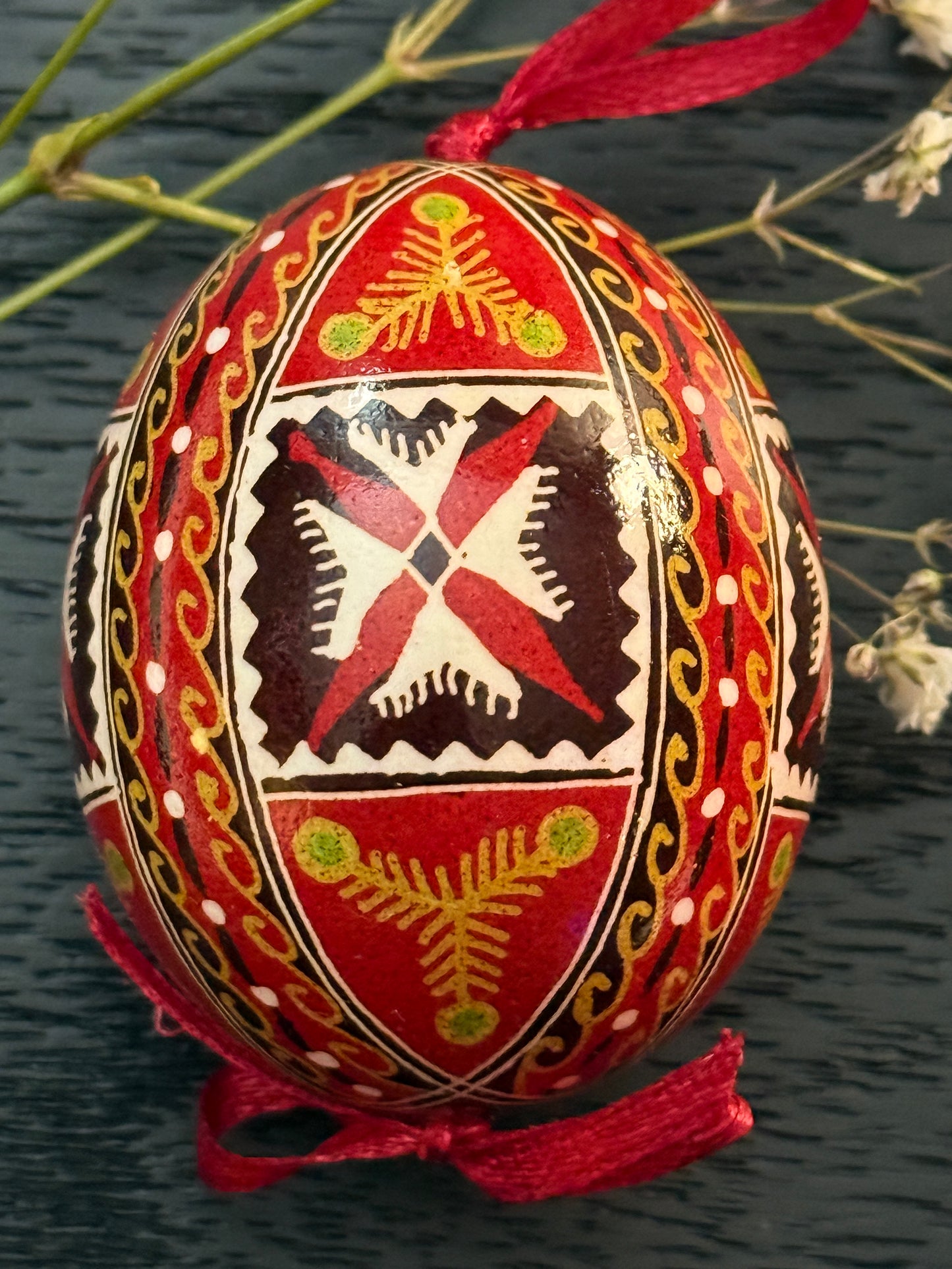 Hand-painted Ukrainian chicken Pysanka #0