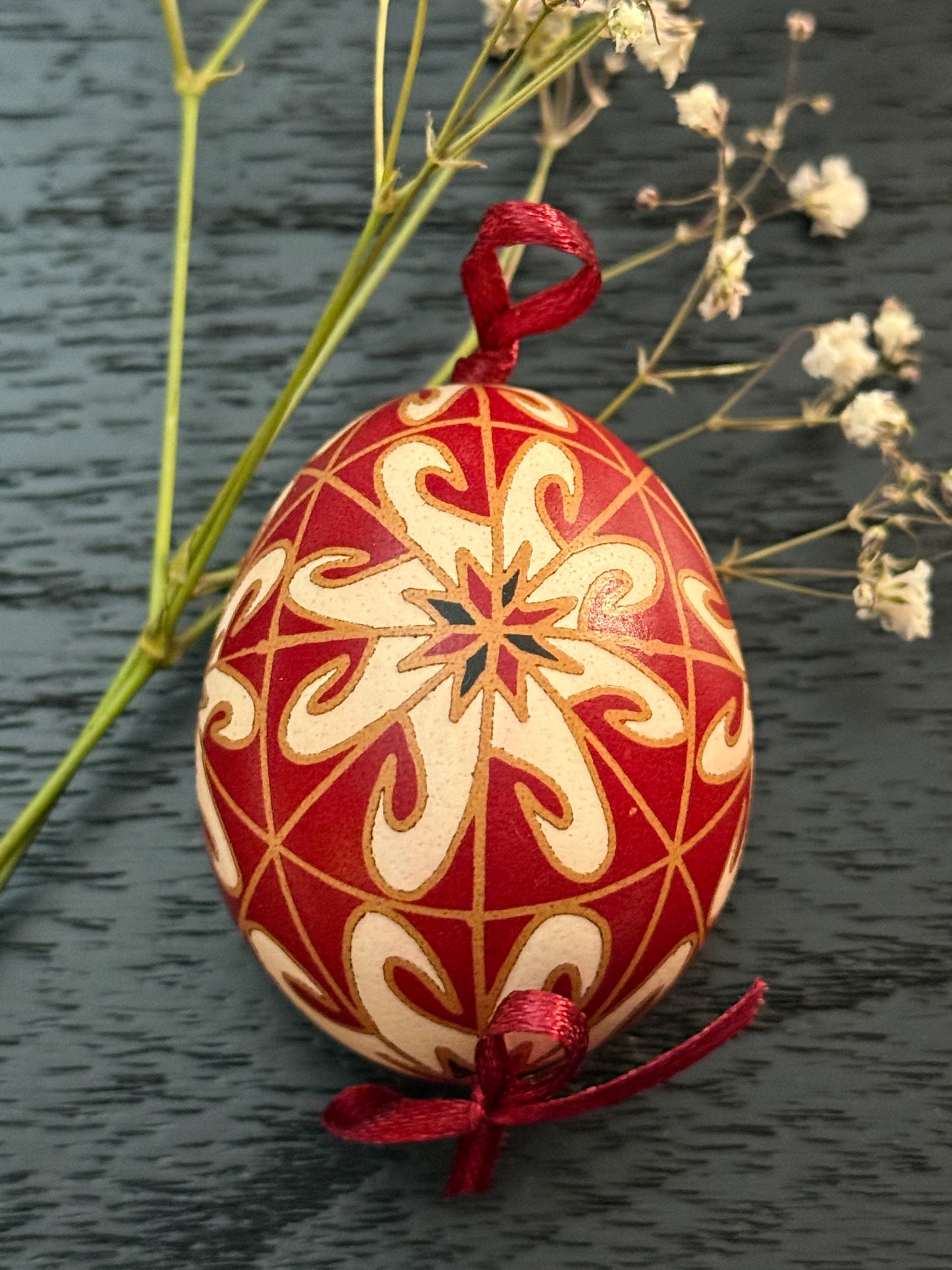 Hand-painted Ukrainian chicken Pysanka #15