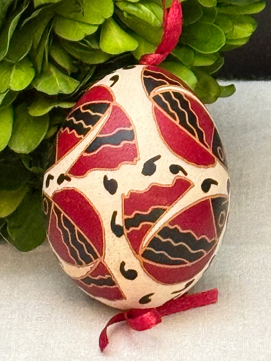 Hand-painted Ukrainian chicken Pysanka #17