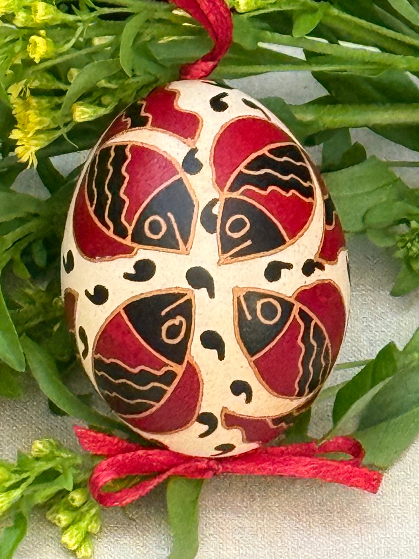 Hand-painted Ukrainian chicken Pysanka #17