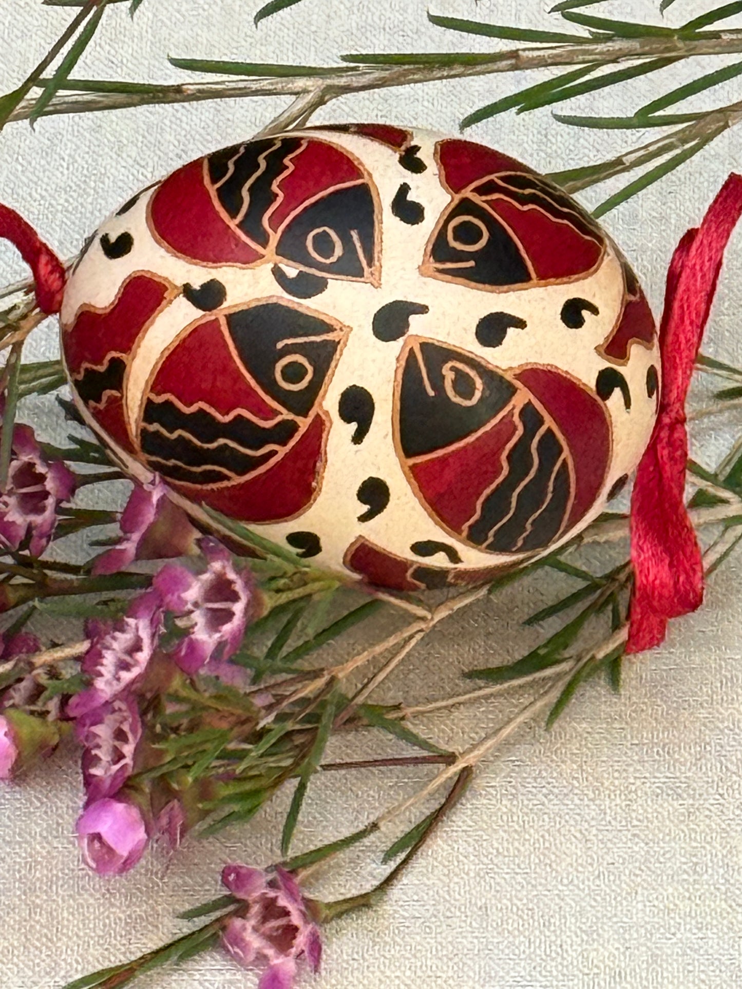 Hand-painted Ukrainian chicken Pysanka #17