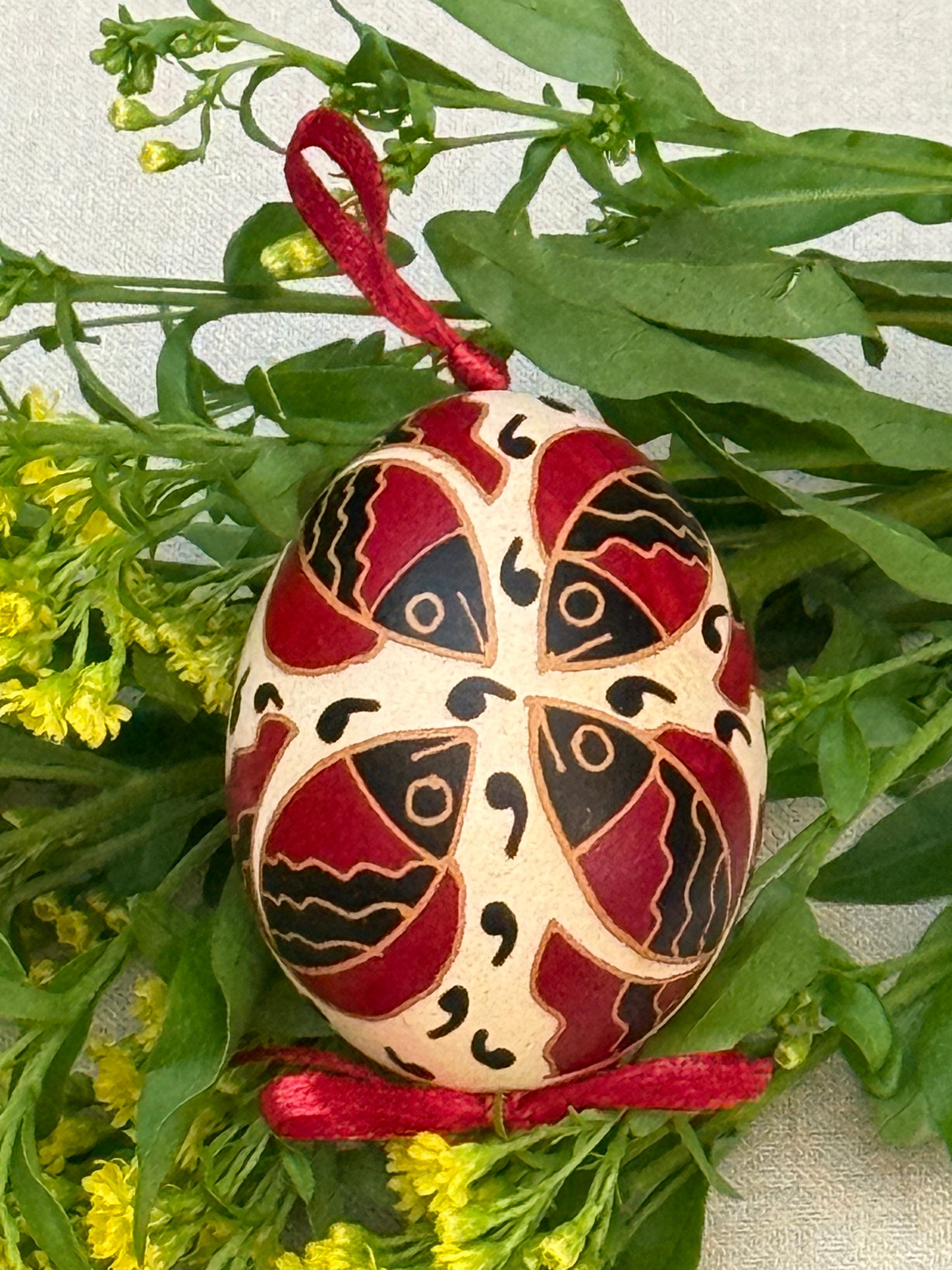 Hand-painted Ukrainian chicken Pysanka #17