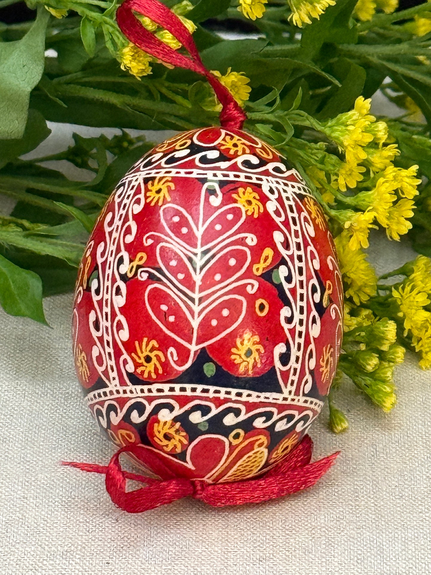 Hand-painted Ukrainian chicken Pysanka #2