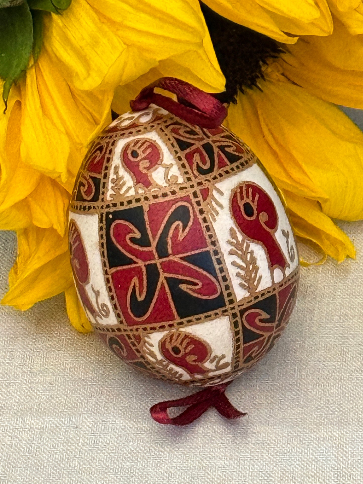 Hand-painted Ukrainian chicken Pysanka #16