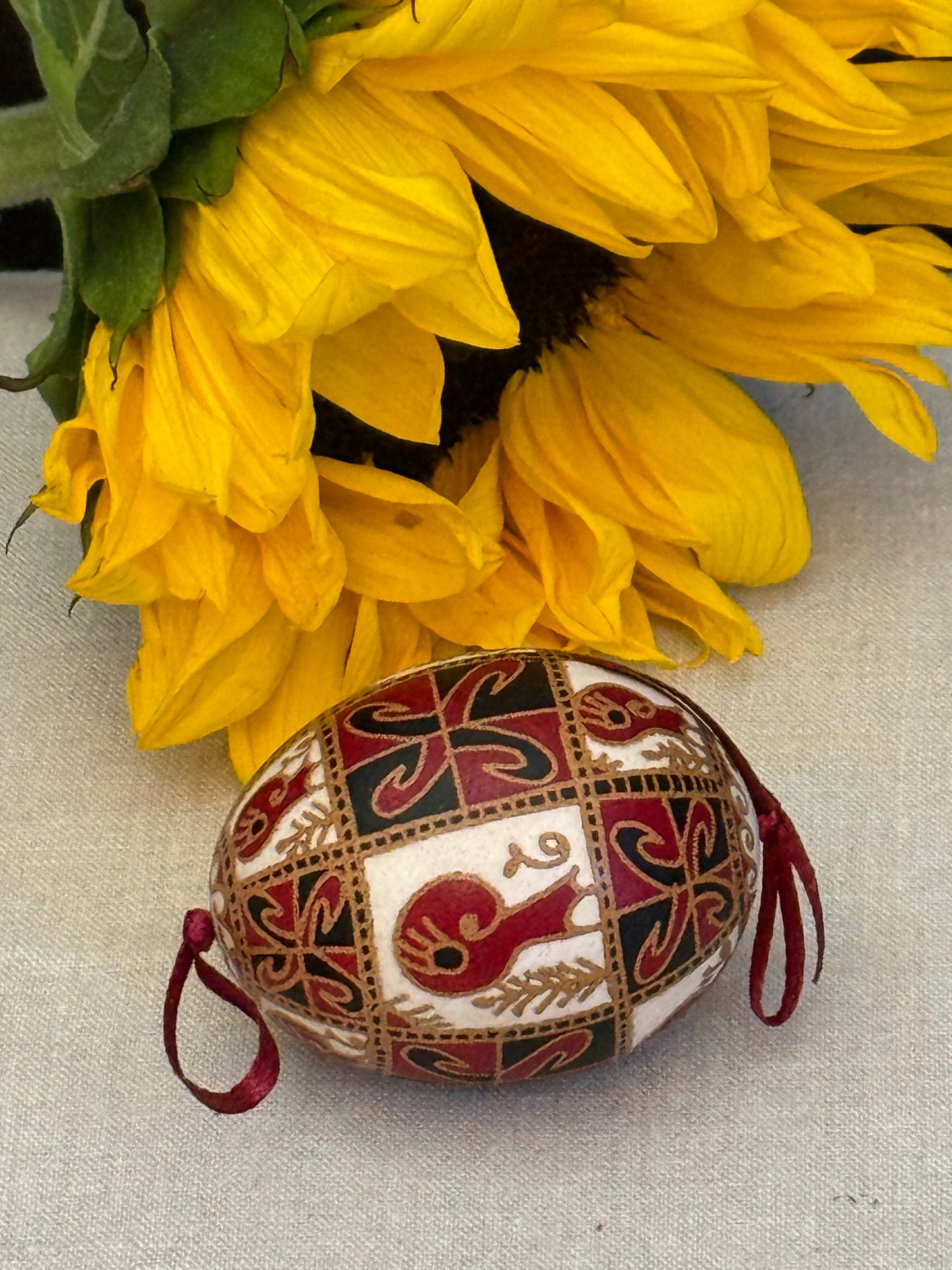 Hand-painted Ukrainian chicken Pysanka #16