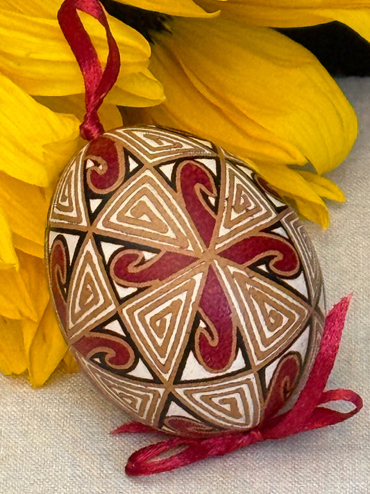 Hand-painted Ukrainian chicken Pysanka #24