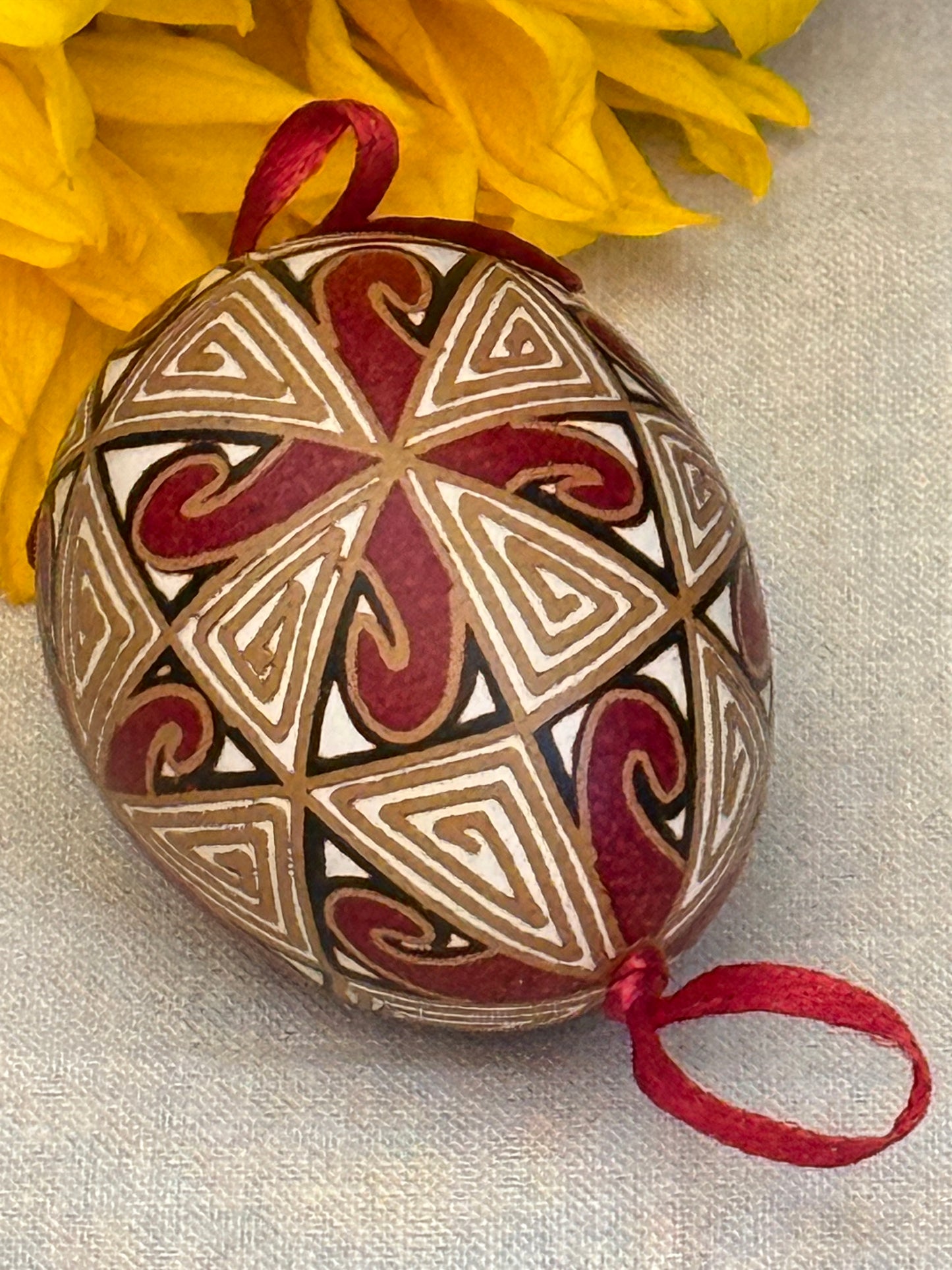Hand-painted Ukrainian chicken Pysanka #24