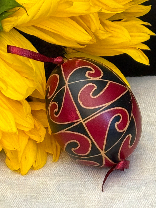 Hand-painted Ukrainian chicken Pysanka #28
