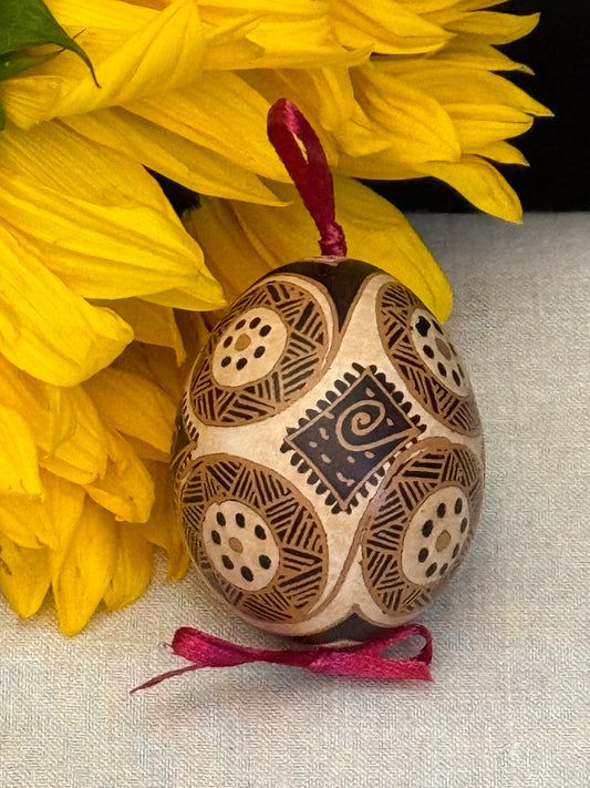 Hand-painted Ukrainian chicken Pysanka #34
