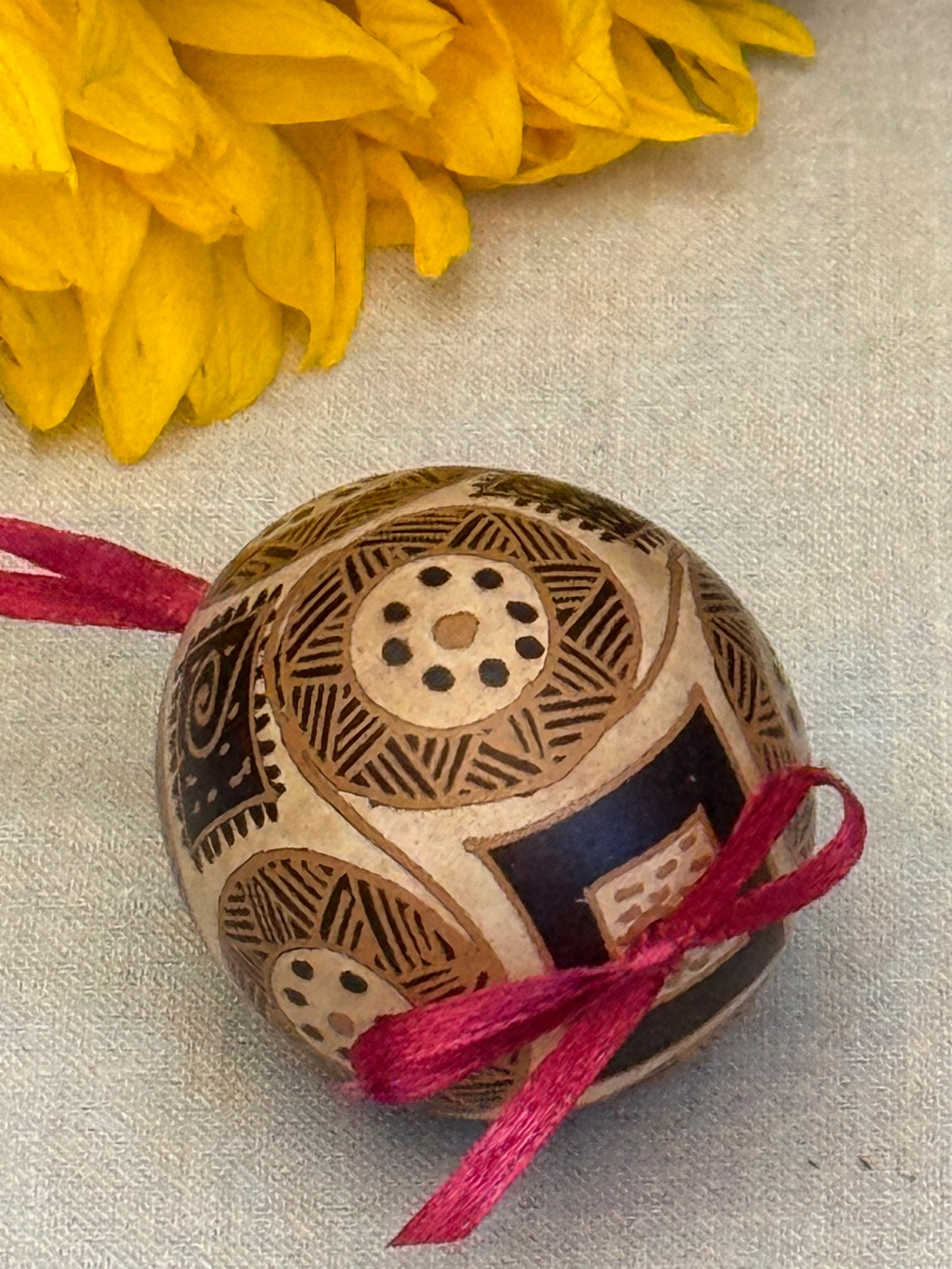 Hand-painted Ukrainian chicken Pysanka #34
