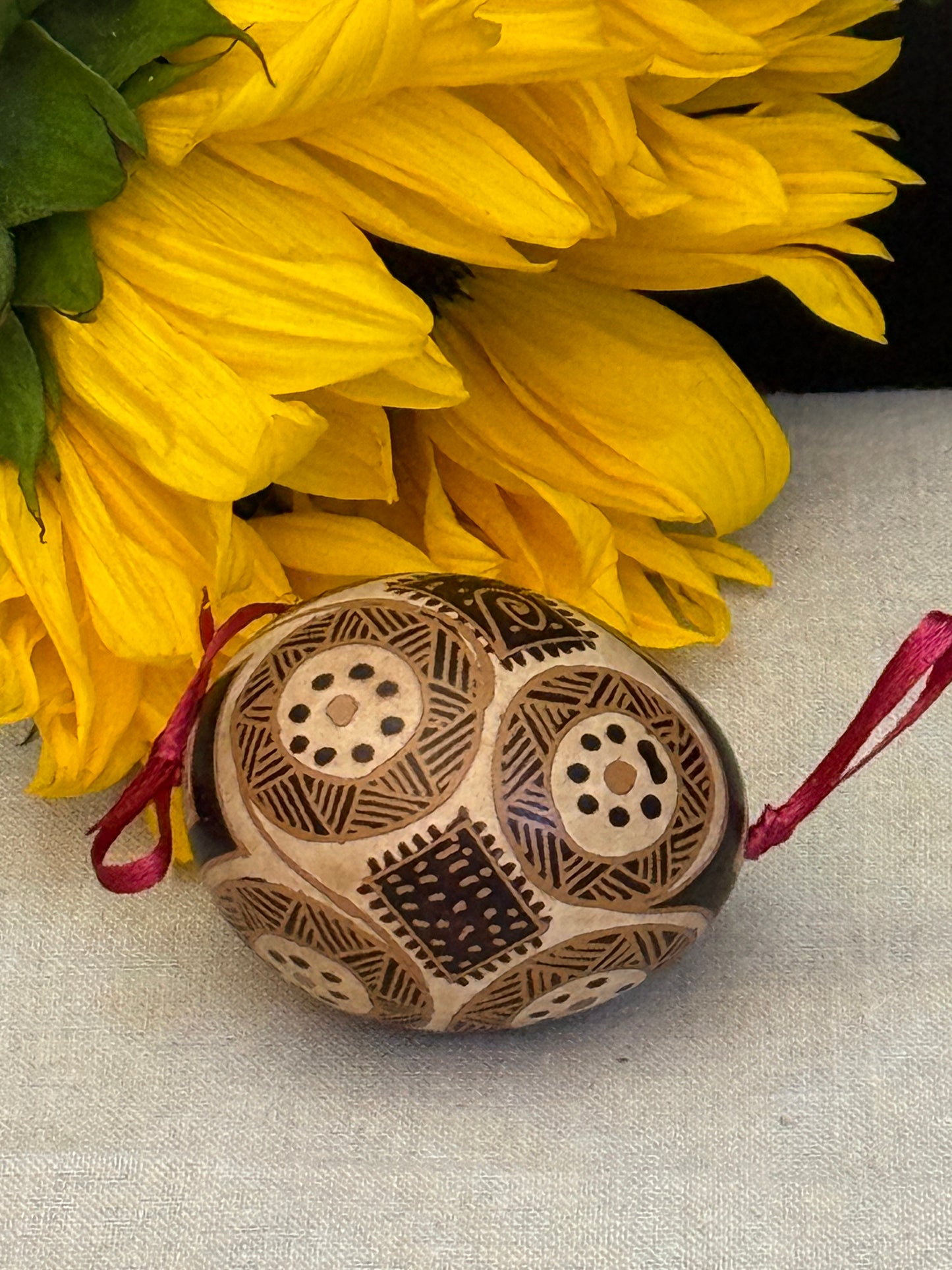 Hand-painted Ukrainian chicken Pysanka #34