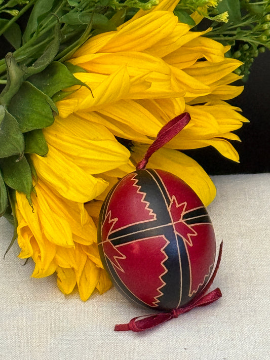 Hand-painted Ukrainian chicken Pysanka #29