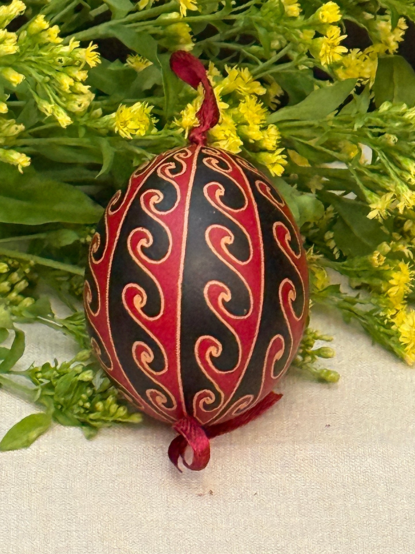 Hand-painted Ukrainian chicken Pysanka #10