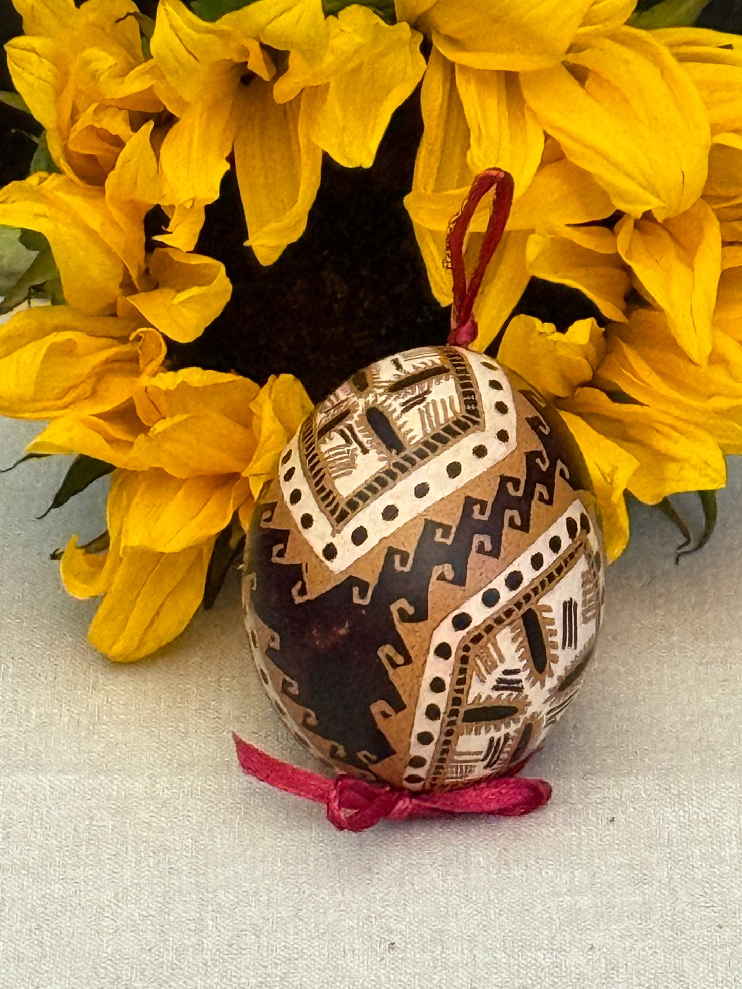Hand-painted Ukrainian chicken Pysanka #33