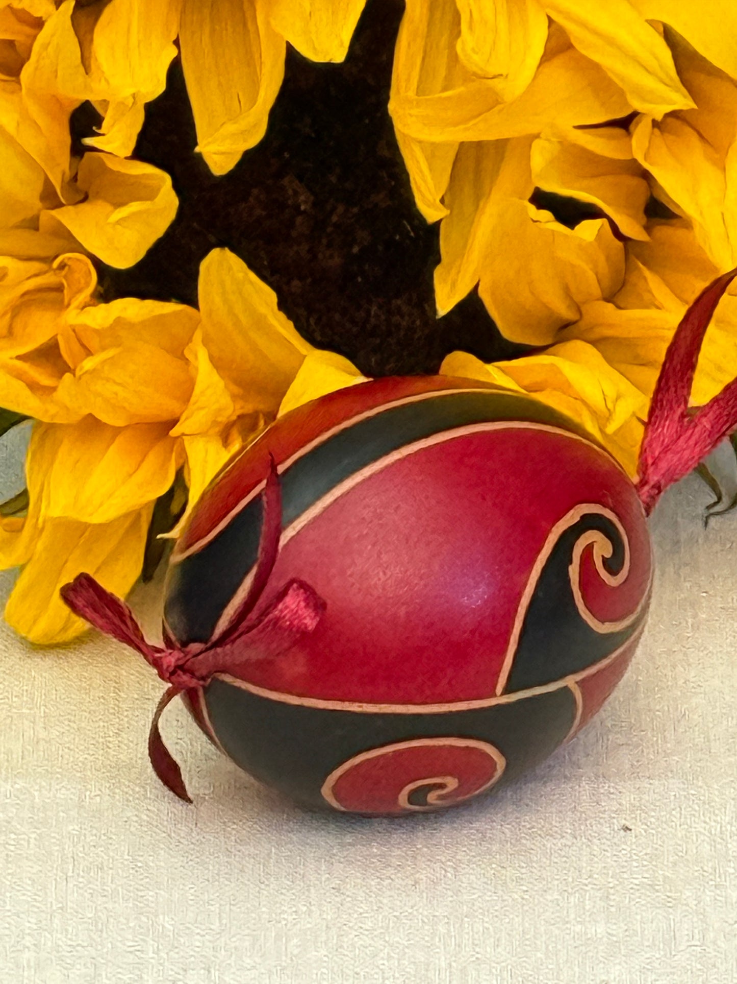 Hand-painted Ukrainian chicken Pysanka #1