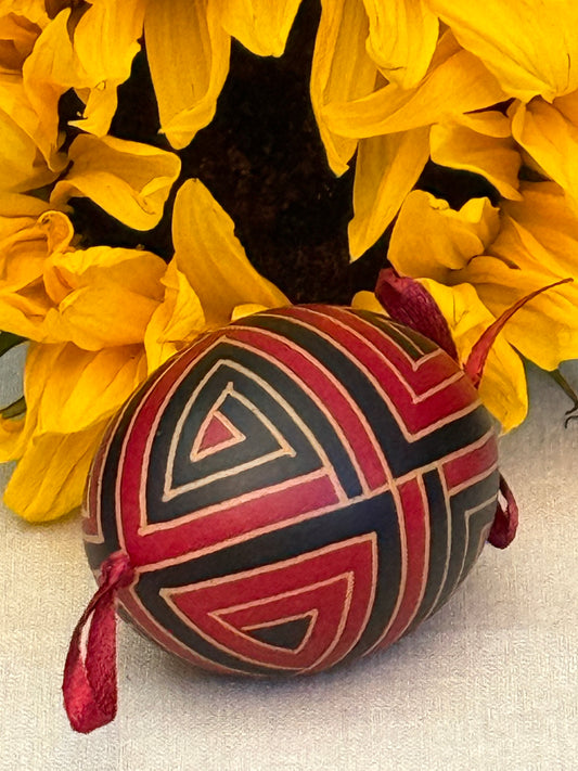 Hand-painted Ukrainian chicken Pysanka #25