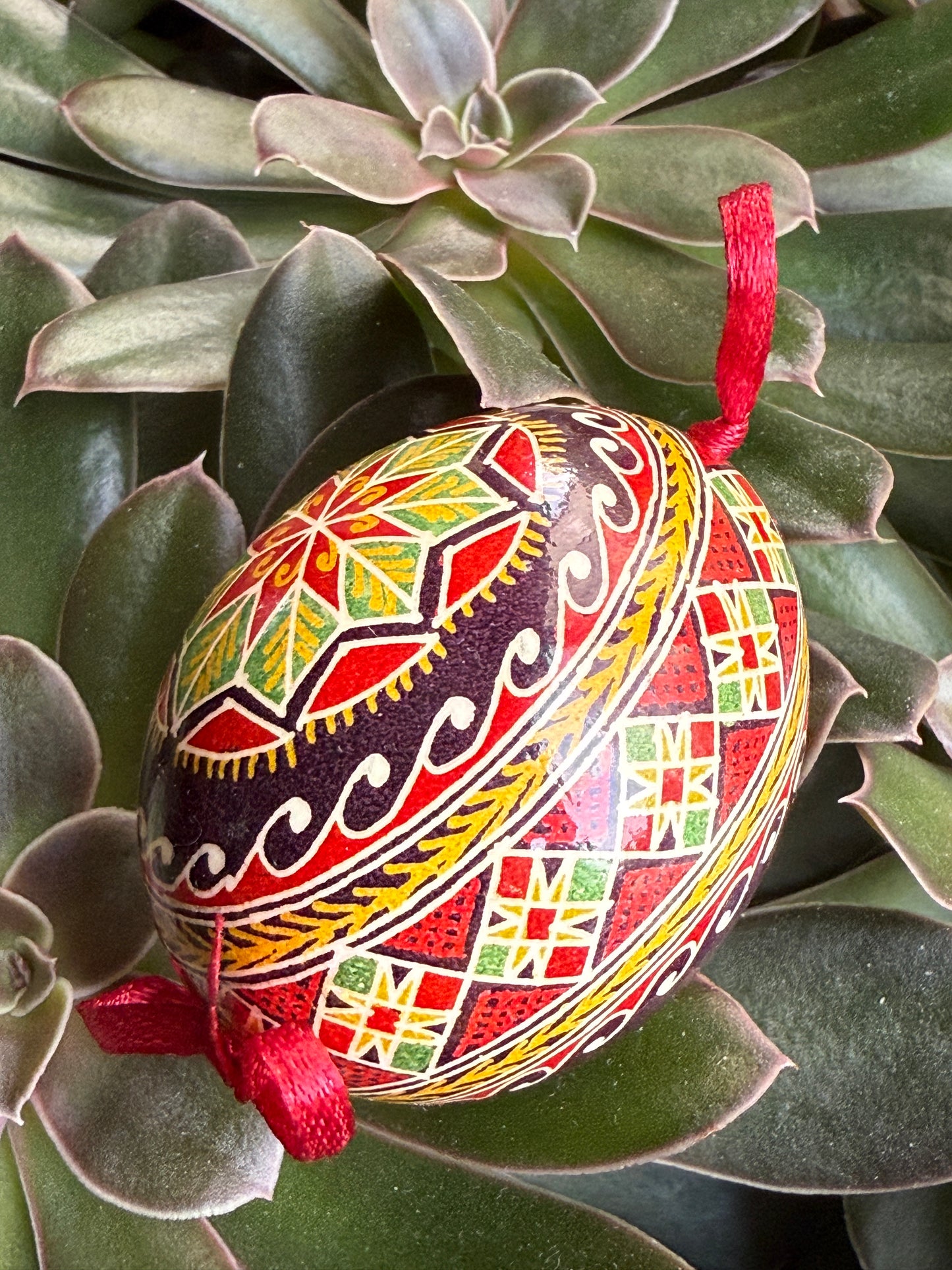 Hand-painted Ukrainian chicken Pysanka #4