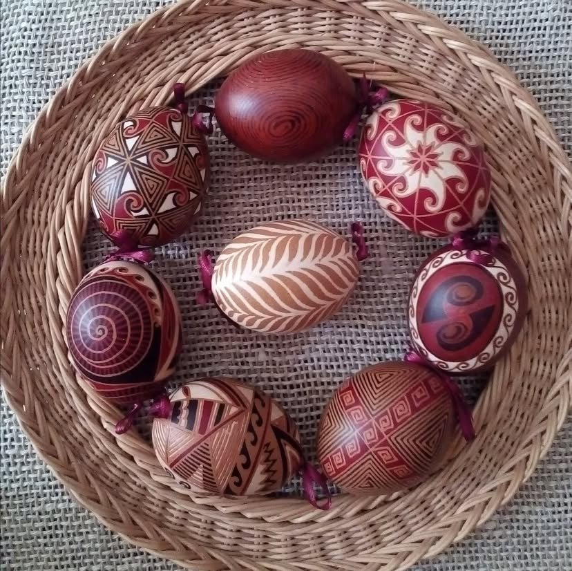 Hand-painted Ukrainian chicken Pysanka #22