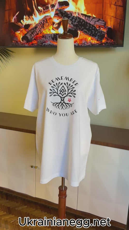 T-shirt Remember Who You Are World Tree with Tryzub & Dragon