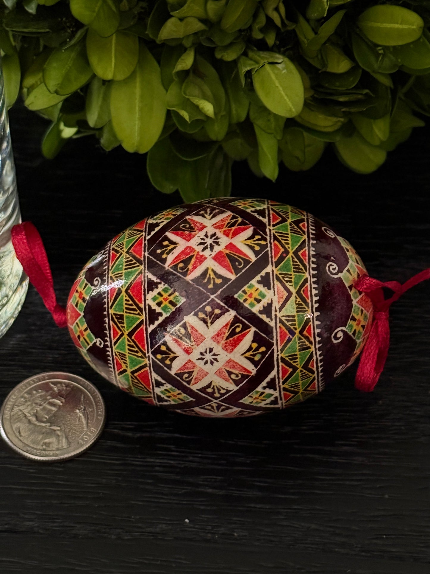 Ukrainian Pysanka on Goose Egg - Traditional Symbols of Luck & Protection # 6