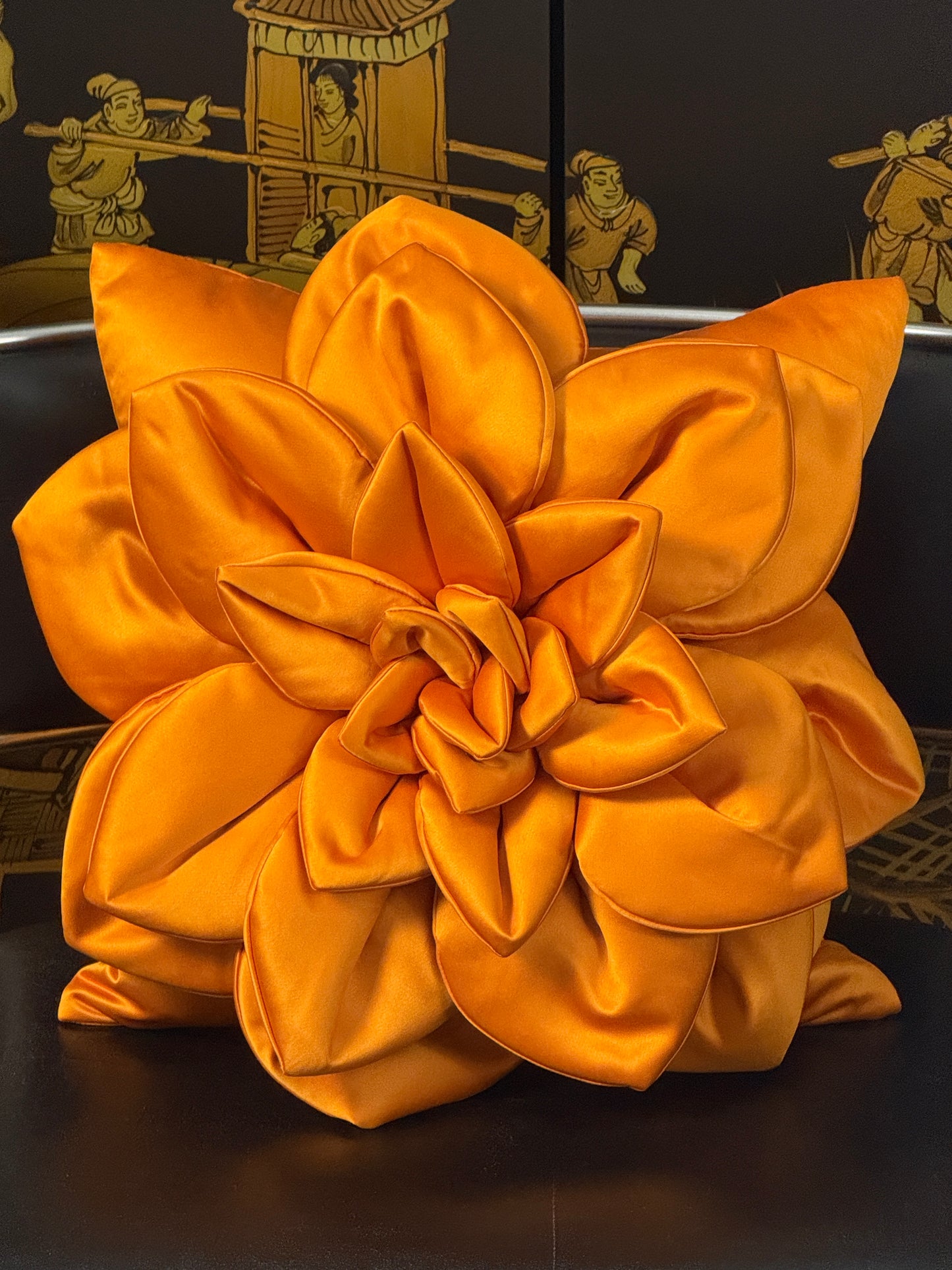 Orange Flower Pillow #1