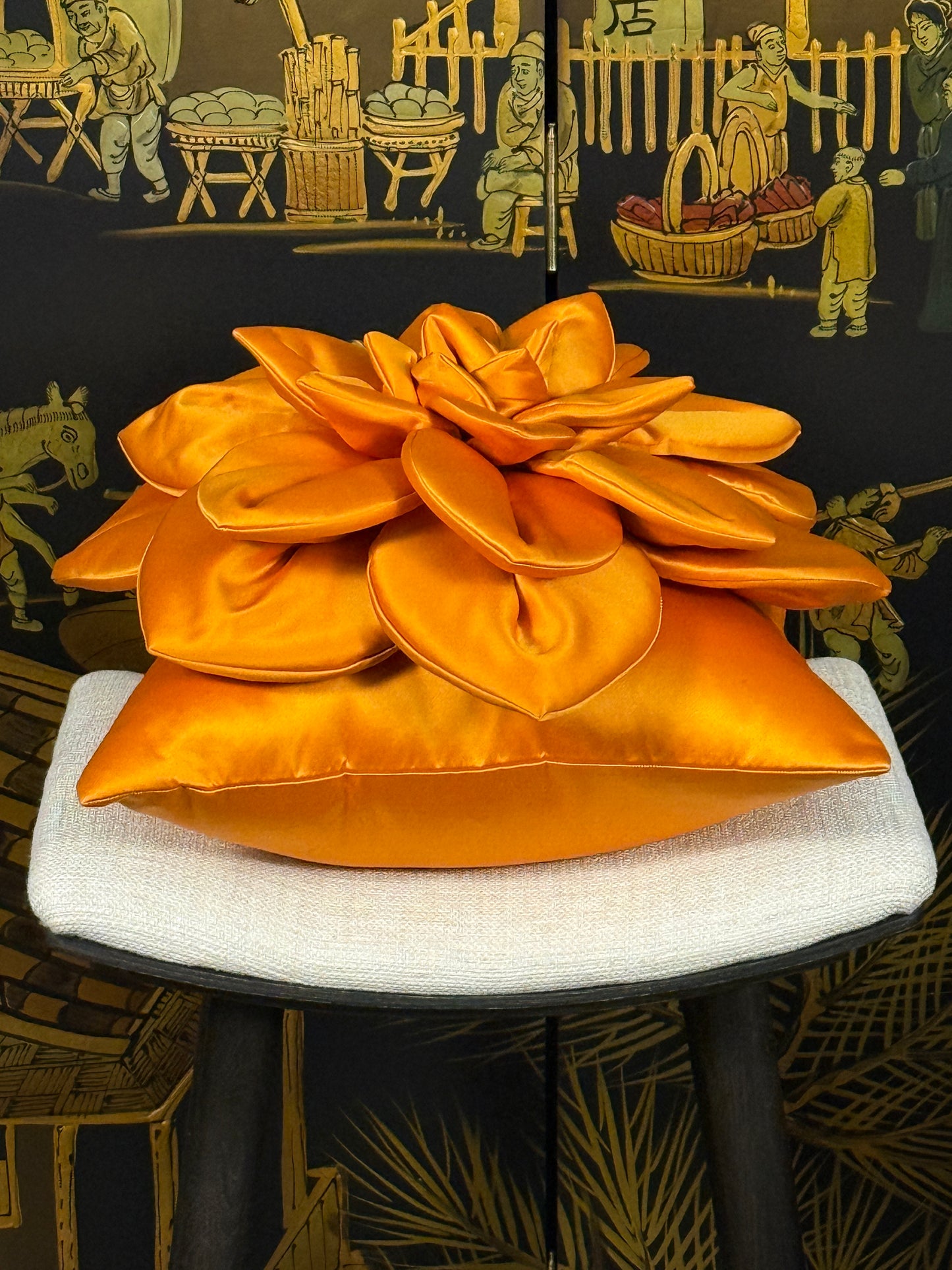 Orange Flower Pillow #1