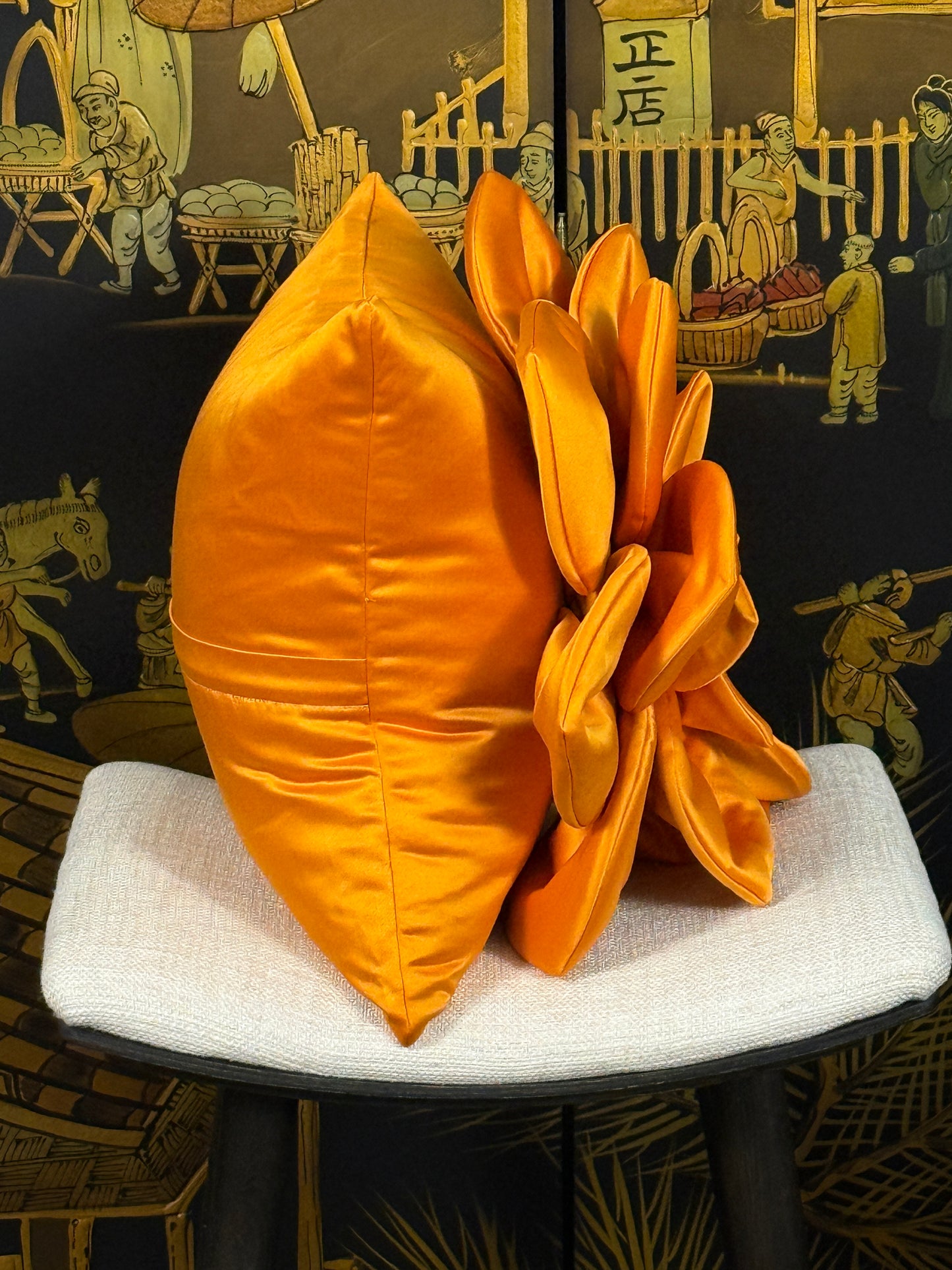 Orange Flower Pillow #1