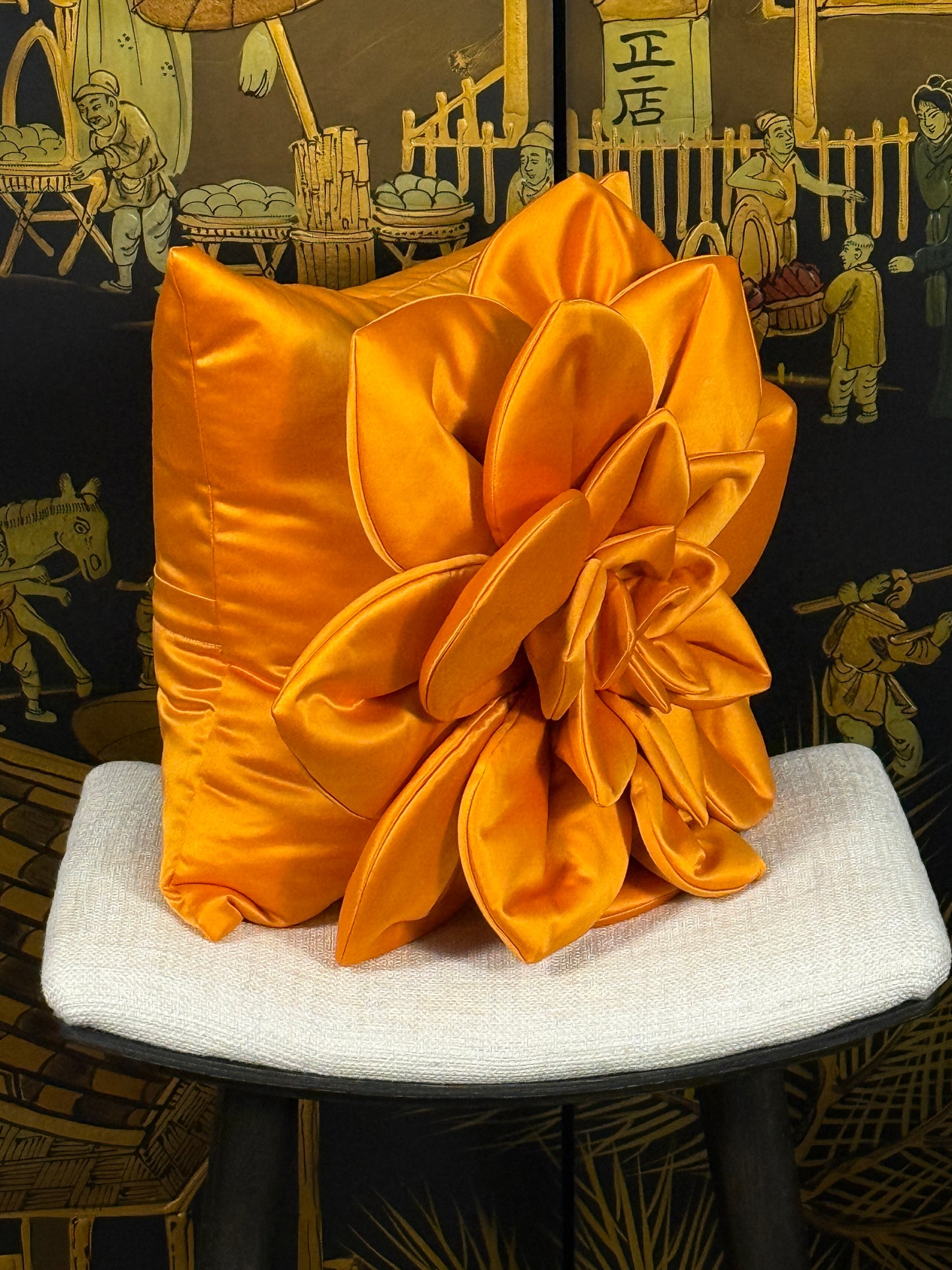Orange Flower Pillow #1
