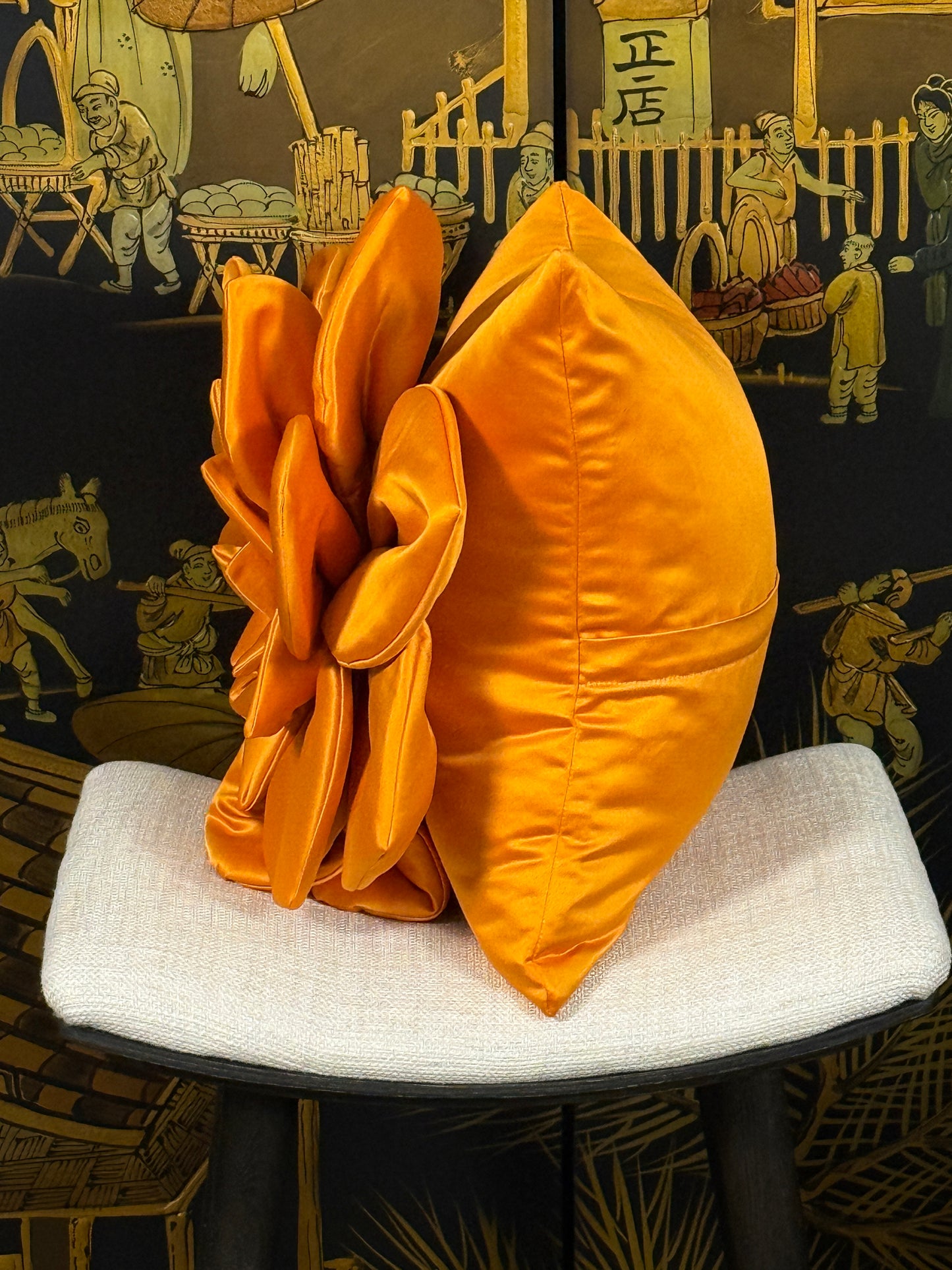 Orange Flower Pillow #1