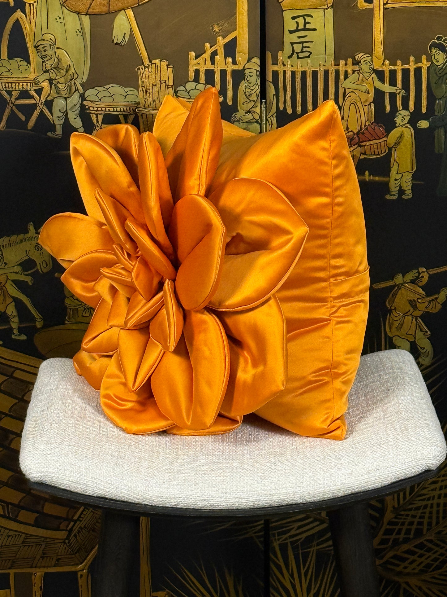 Orange Flower Pillow #1