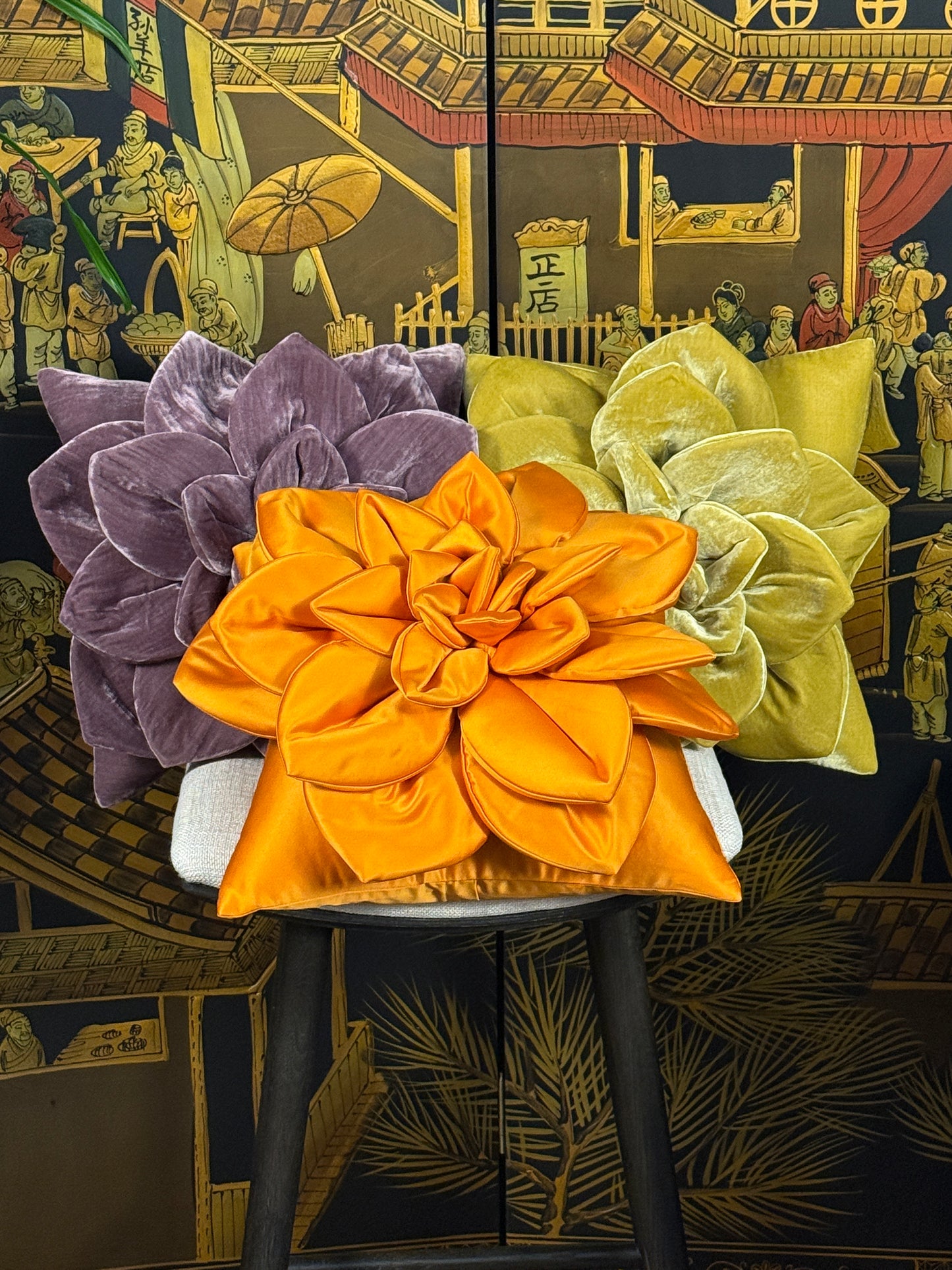 Orange Flower Pillow #1