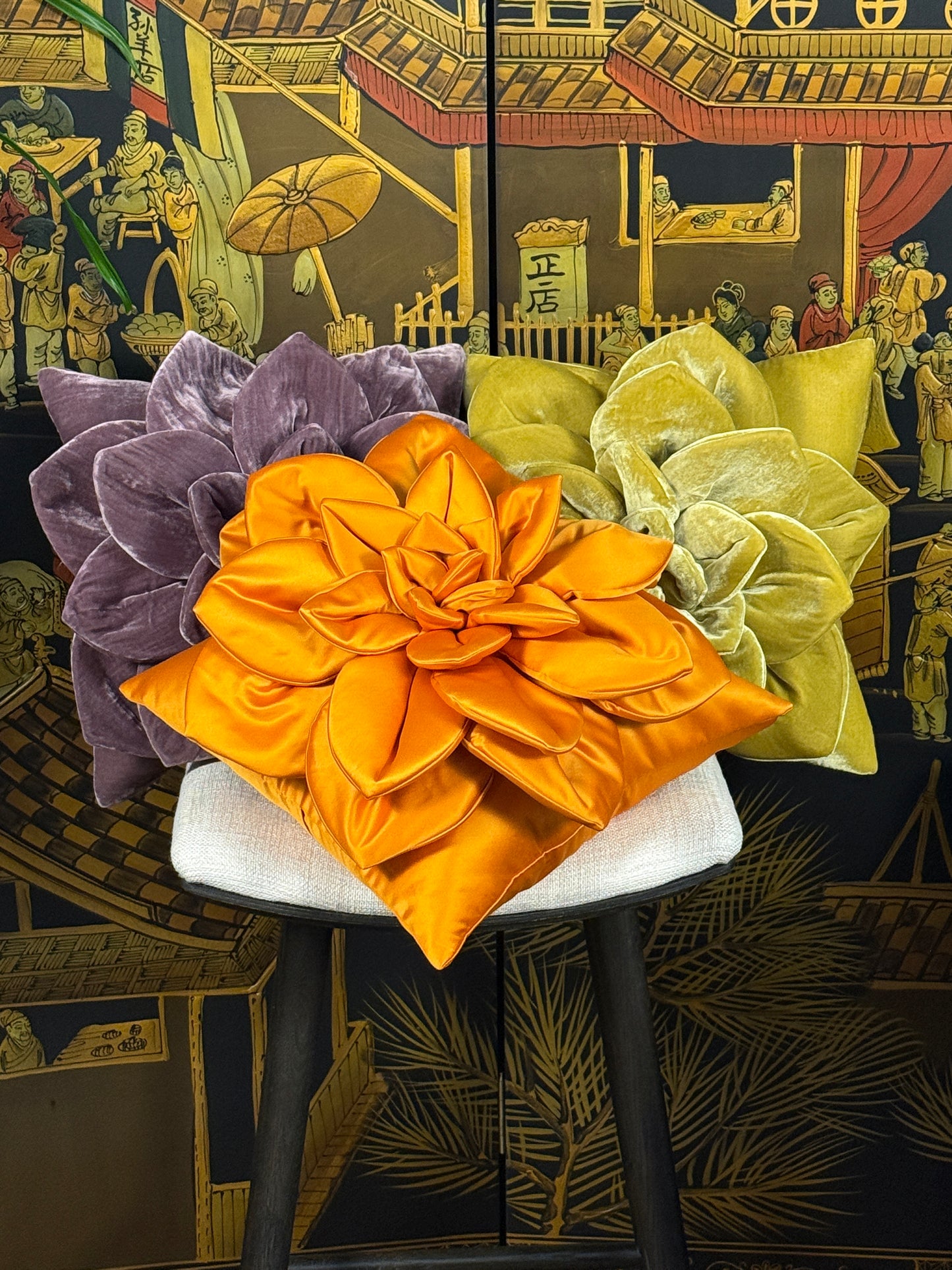 Orange Flower Pillow #1