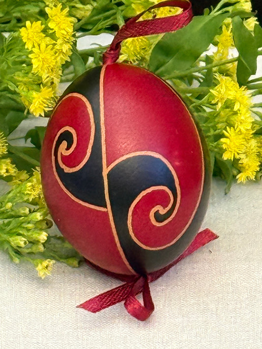 Hand-painted Ukrainian chicken Pysanka #1