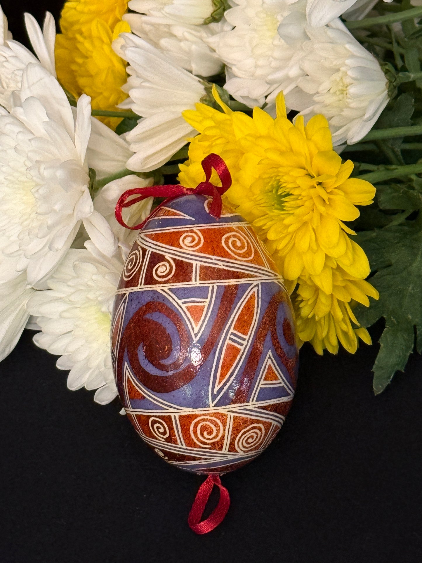 Goose  Egg Pysanka - Authentic Wax-Resist Ukrainian Easter Egg - Handmade Decor # 12