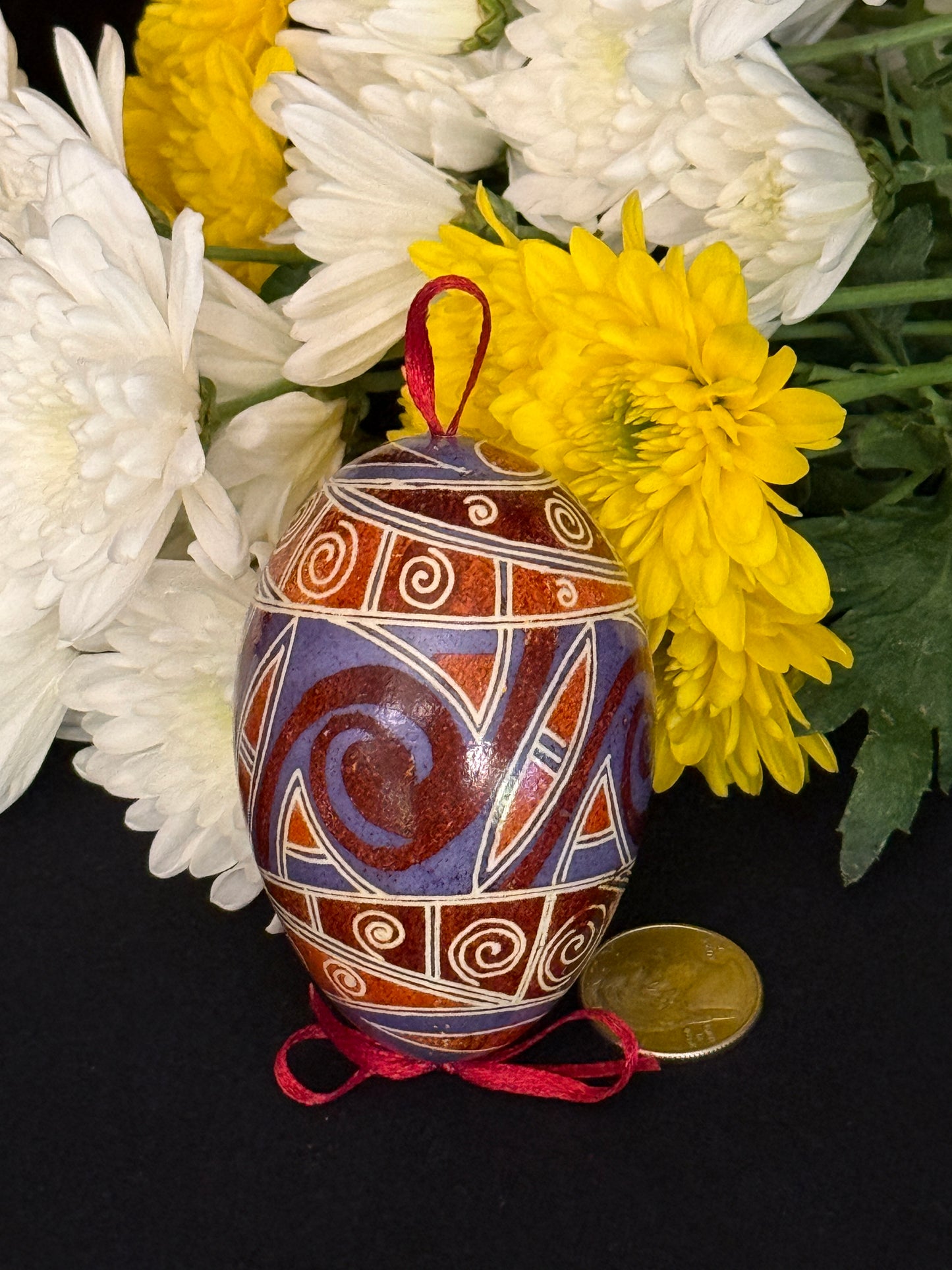 Goose  Egg Pysanka - Authentic Wax-Resist Ukrainian Easter Egg - Handmade Decor # 12
