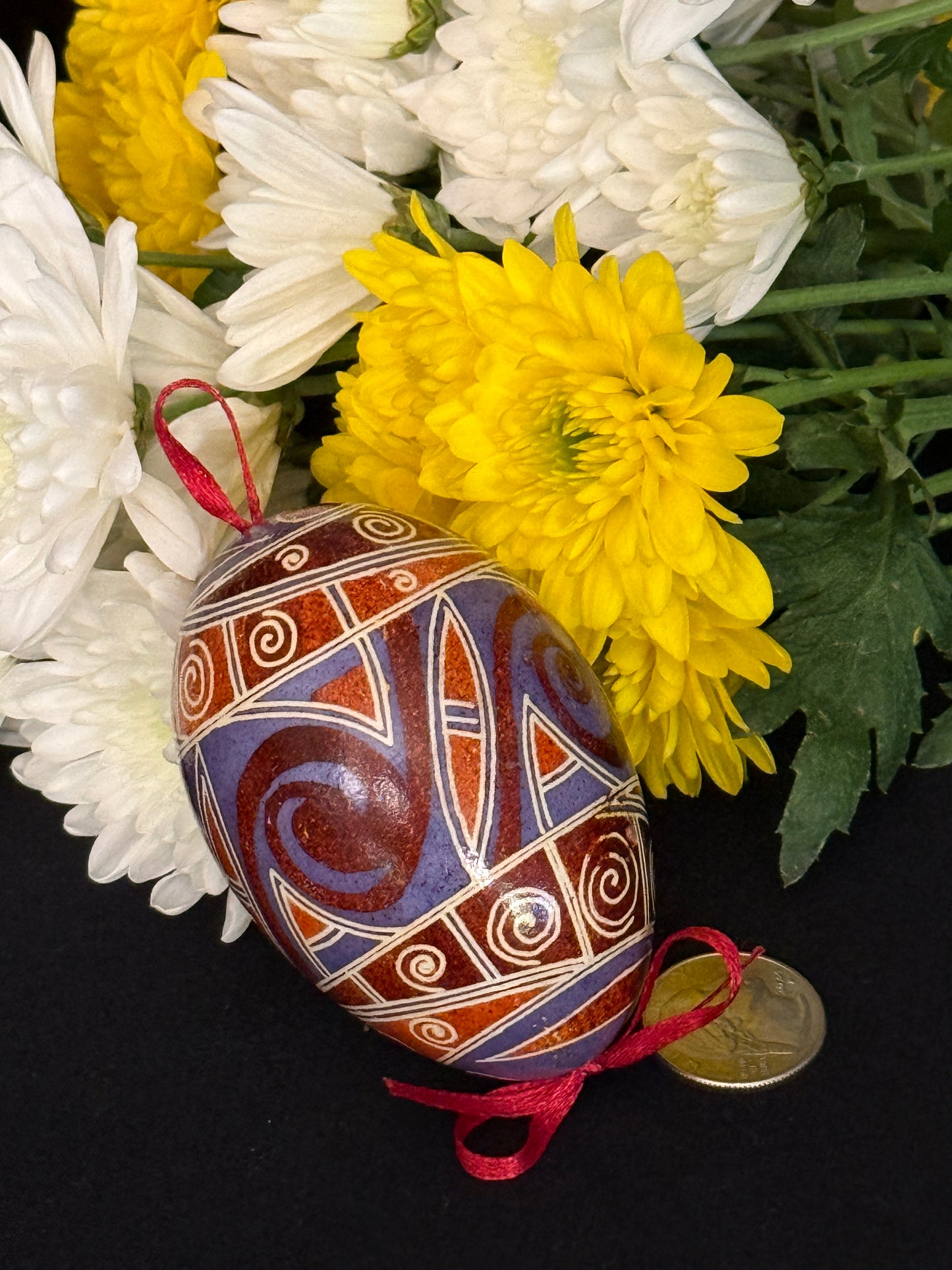 Goose  Egg Pysanka - Authentic Wax-Resist Ukrainian Easter Egg - Handmade Decor # 12